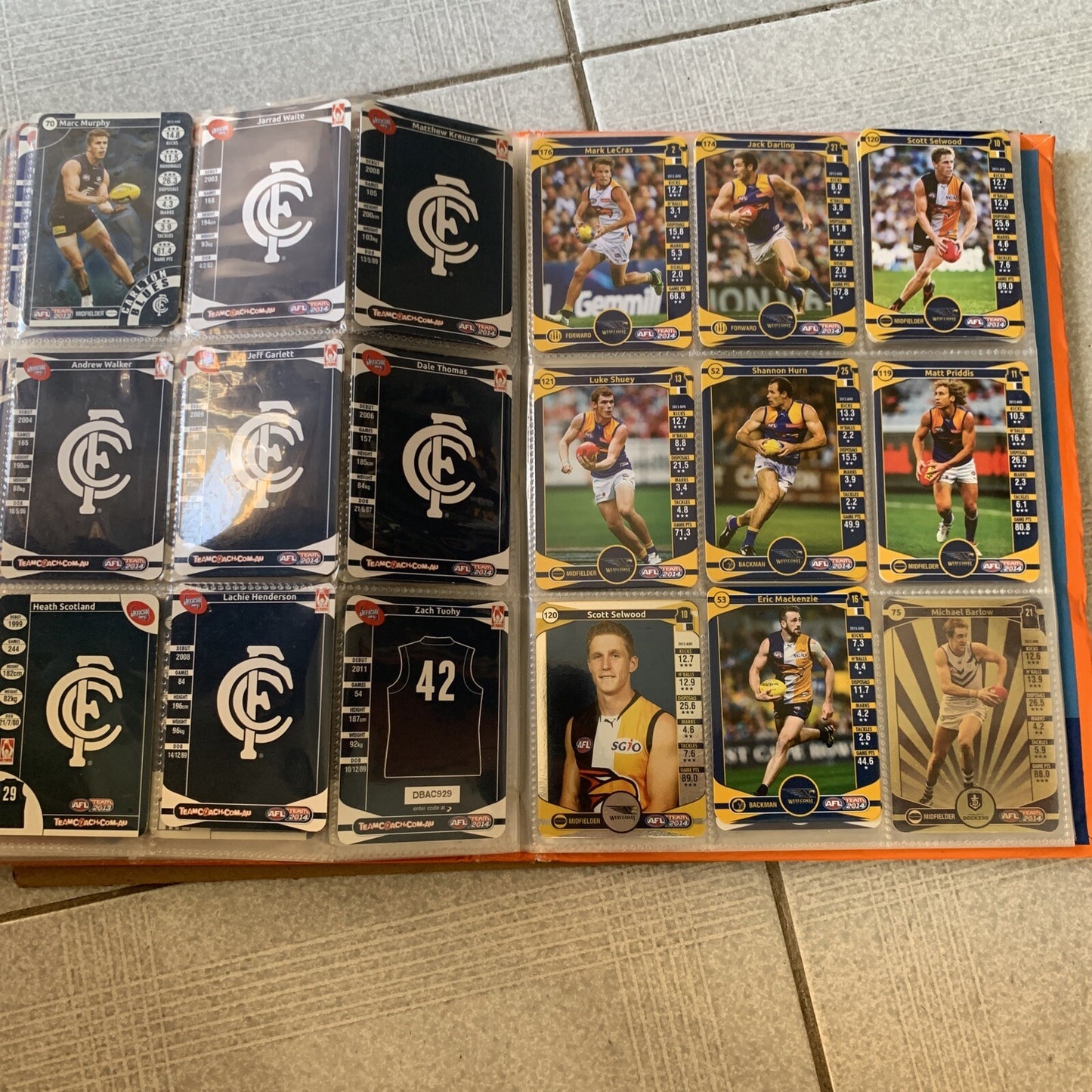 AFL Team 2014 Official AFL Game Cards Album + Cards