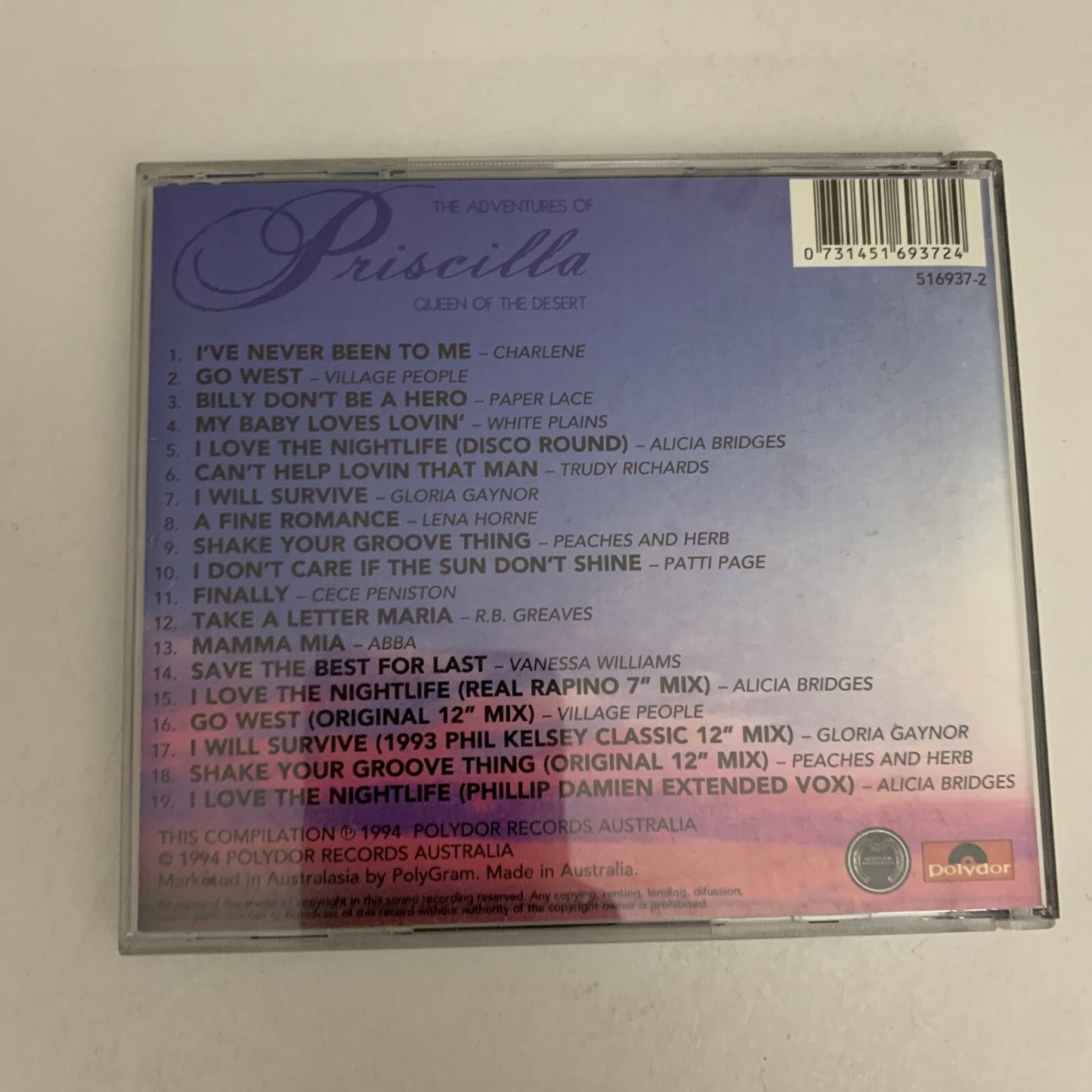The Adventures of Priscilla Queen of the Desert OST Soundtrack (CD, 1994) Album