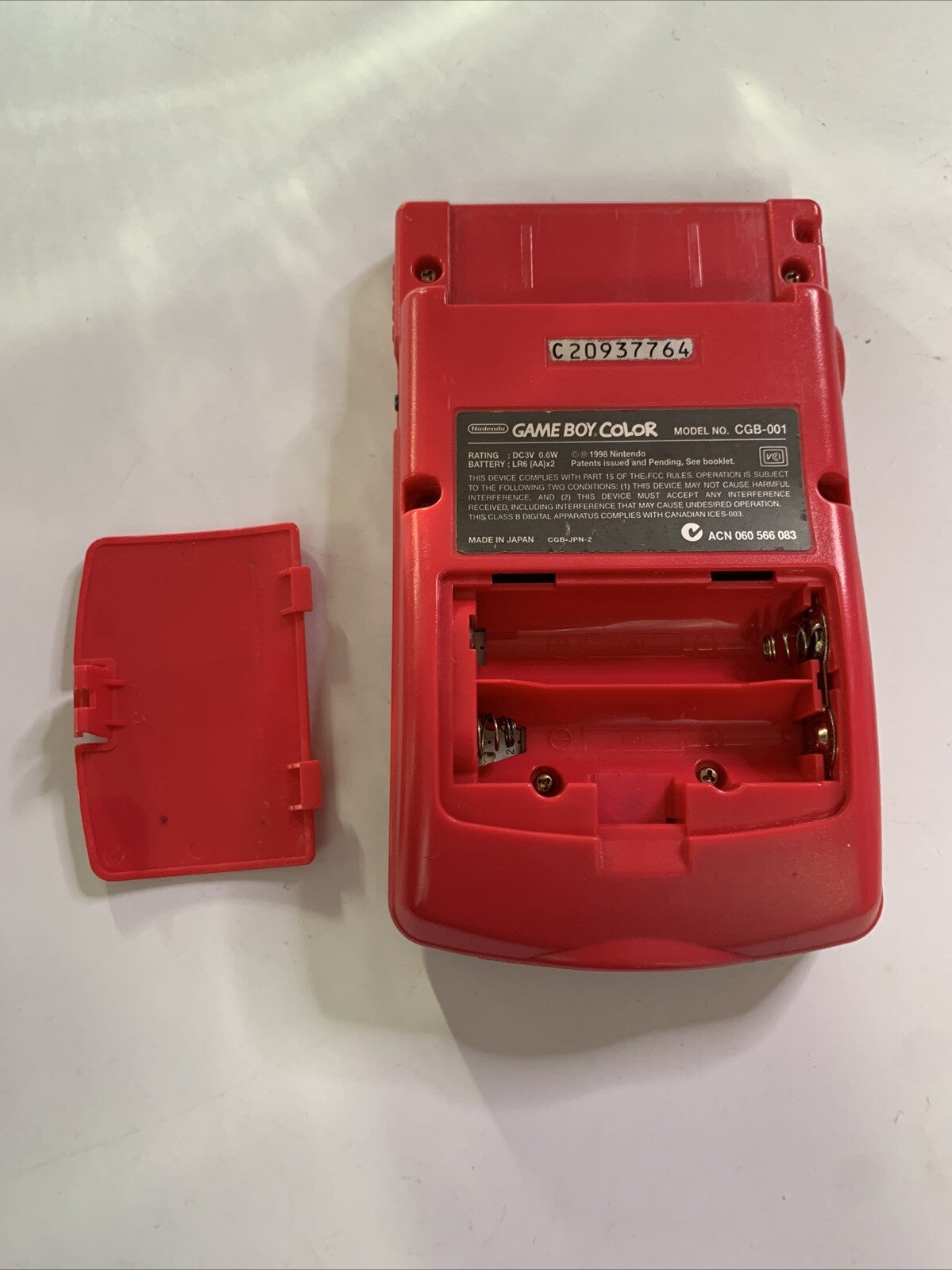 Genuine Nintendo Game Boy Color Handheld Console Berry Red Made In Japan CGB-001