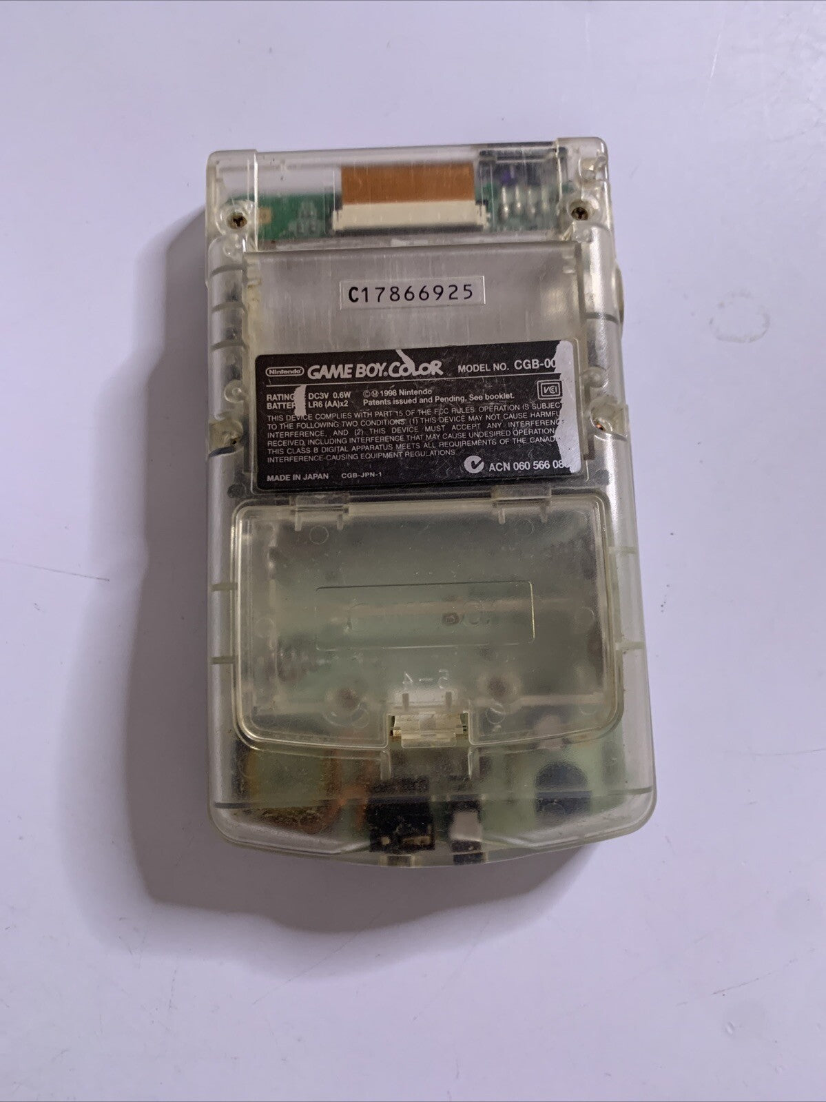 Nintendo Game Boy Color Handheld Console Clear Transparent Made in Japan