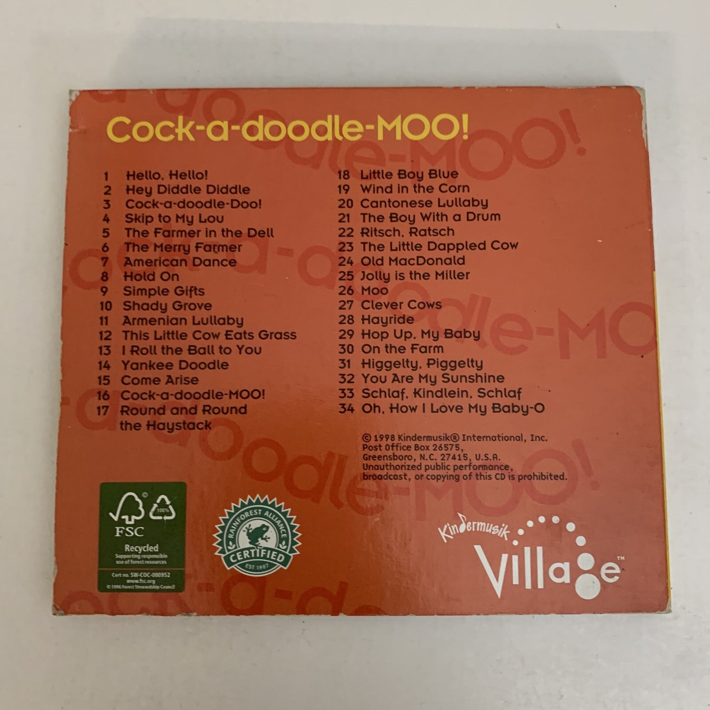 Cock-A-Doodle-Moo! (CD, 1998) Album Kindermuzik Village Baby's Home CD
