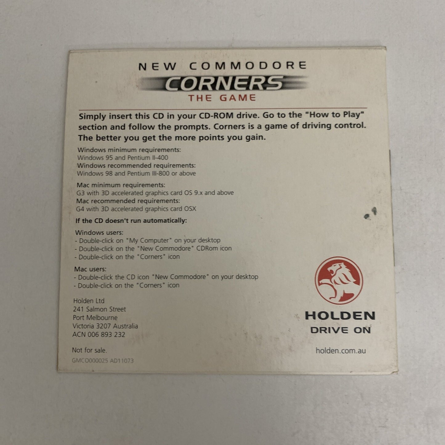 Holden New Commodore: Corners The Game PC Windows