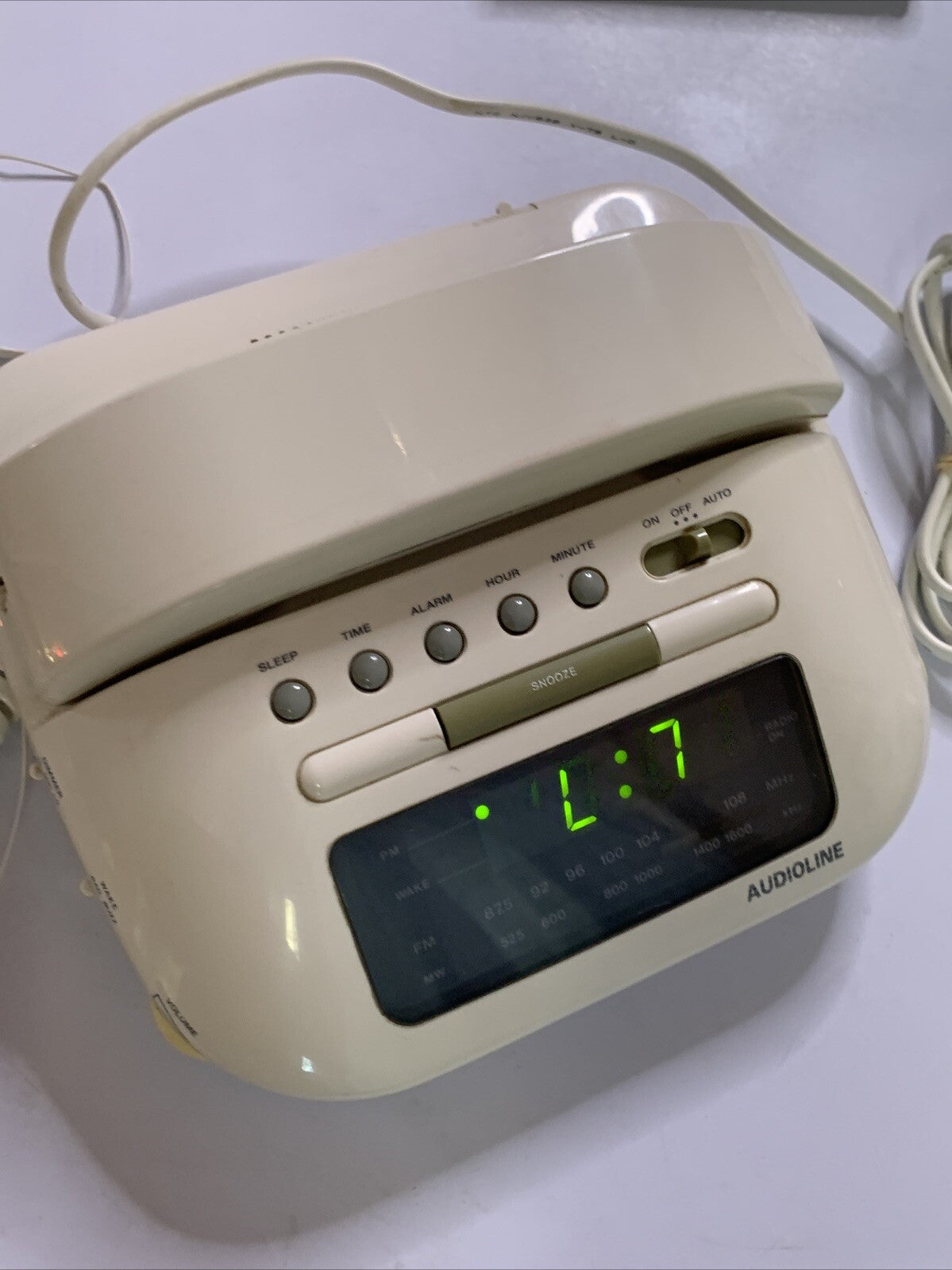 Audioline Corded Telephone & Alarm Clock Radio NBN Compatible Tested CRT2