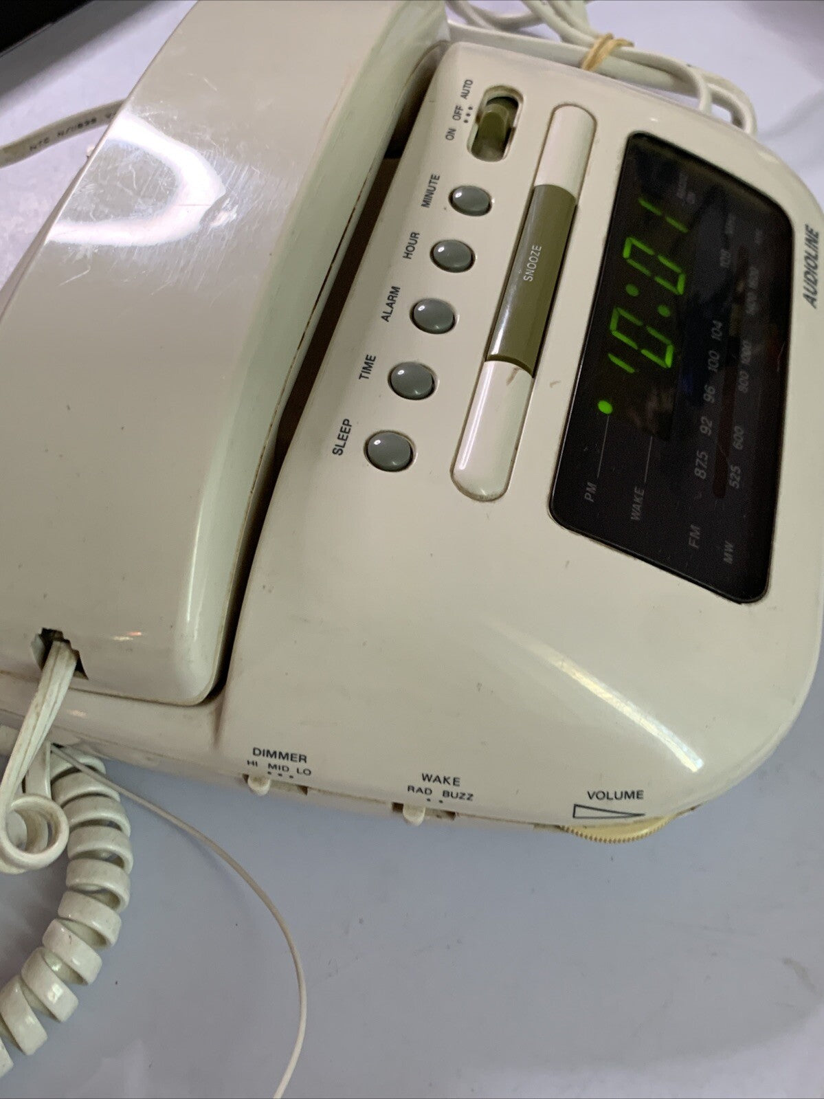 Audioline Corded Telephone & Alarm Clock Radio NBN Compatible Tested CRT2