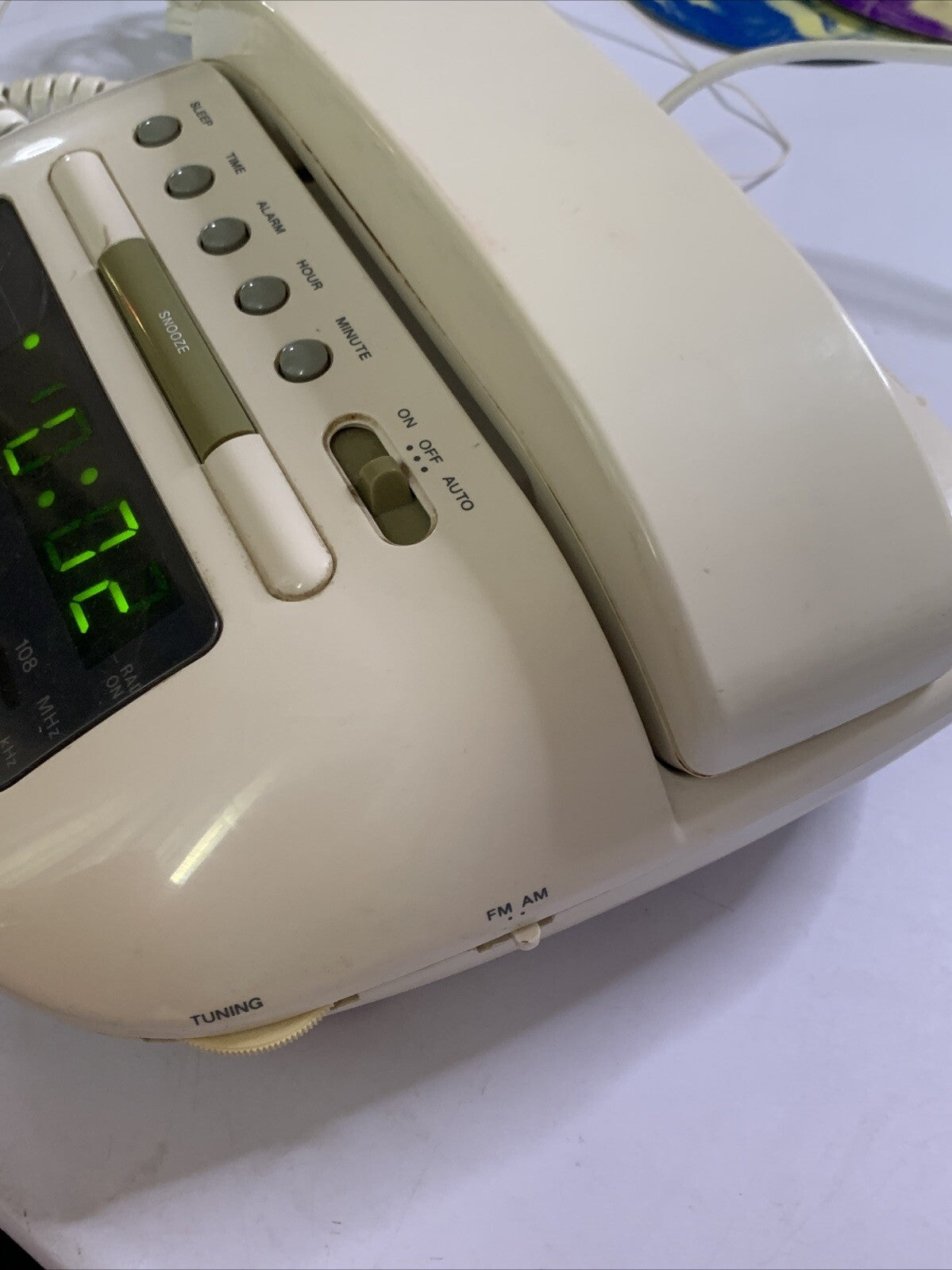 Audioline Corded Telephone & Alarm Clock Radio NBN Compatible Tested CRT2