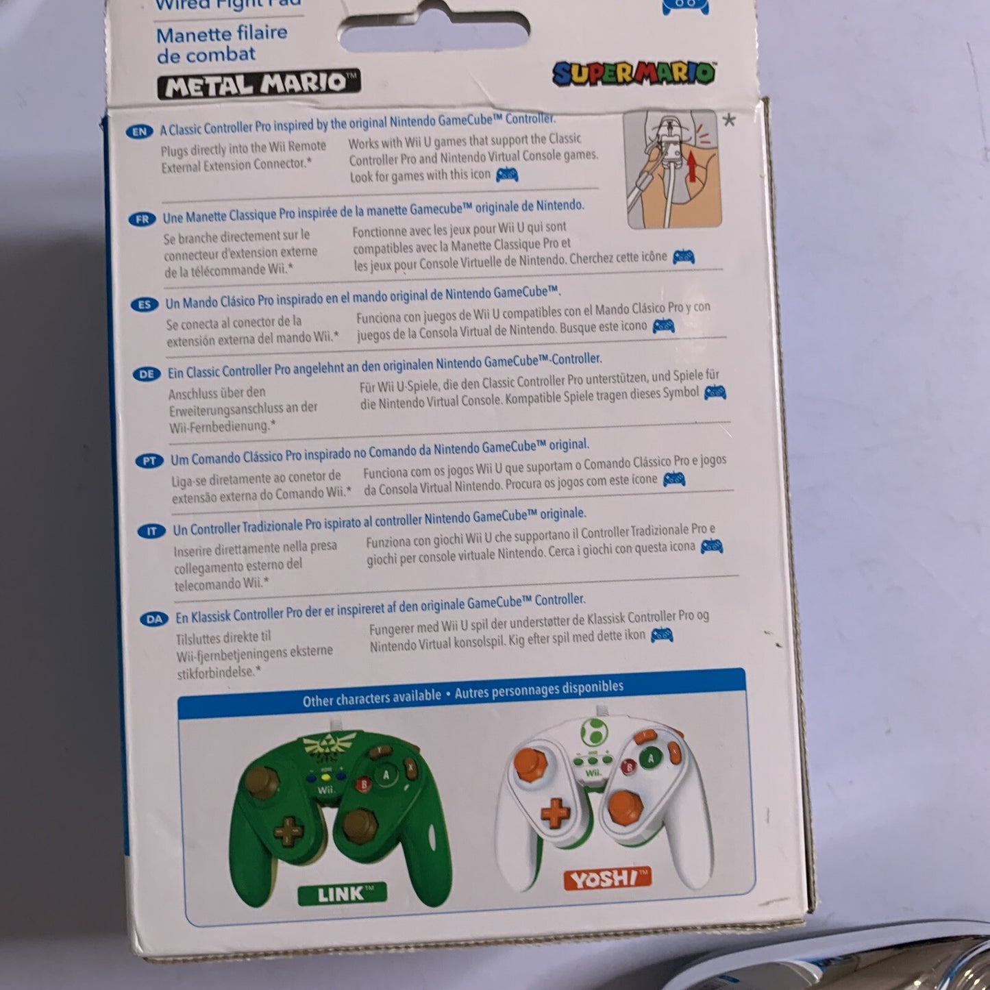 Official Nintendo Wii U Fight Pad GameCube Style Metal Mario Edition Controller