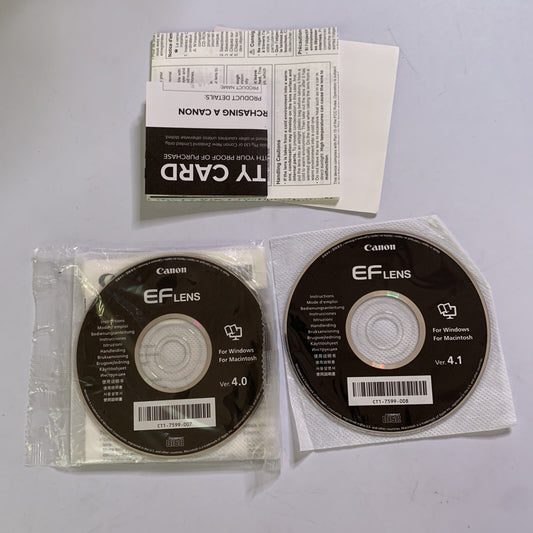 Canon EF Lens Manual 4 + 4.1 CT1-7599-007 Software for Windows and MAC