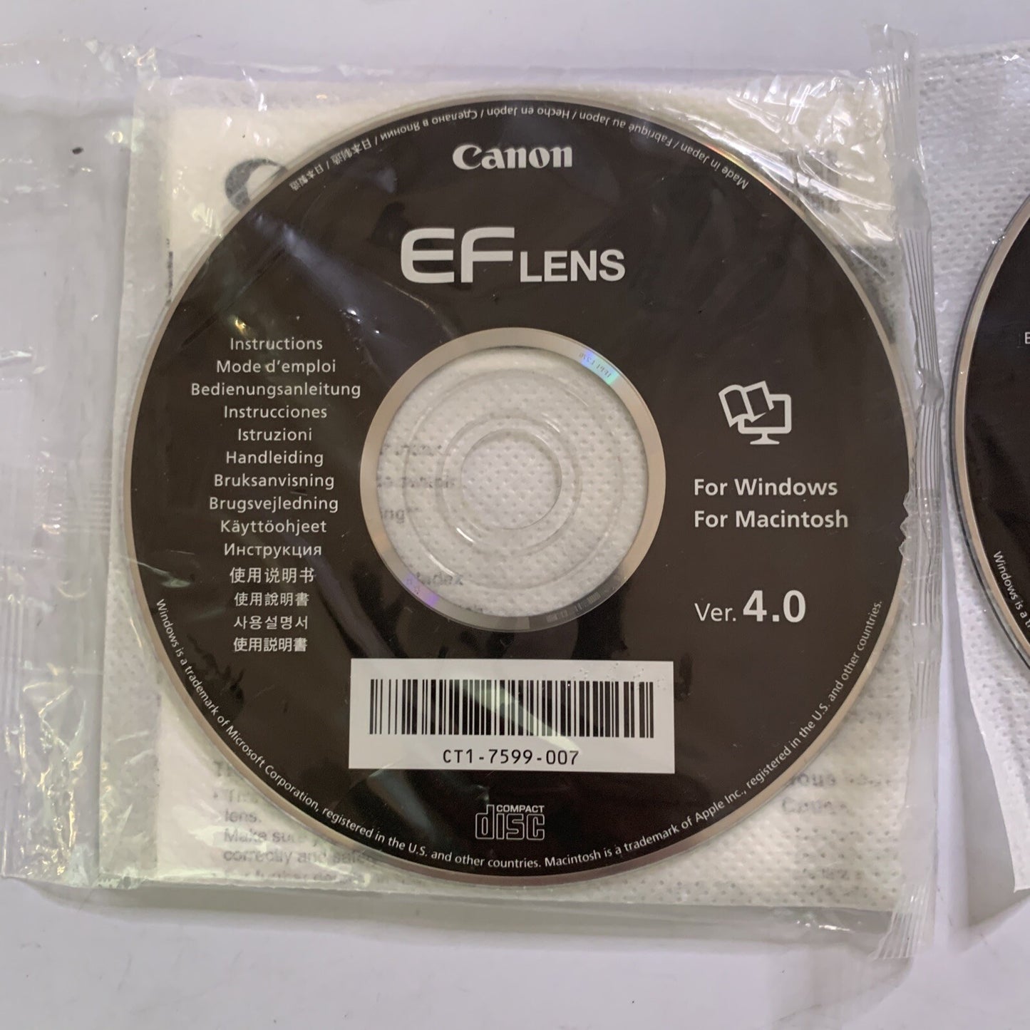 Canon EF Lens Manual 4 + 4.1 CT1-7599-007 Software for Windows and MAC