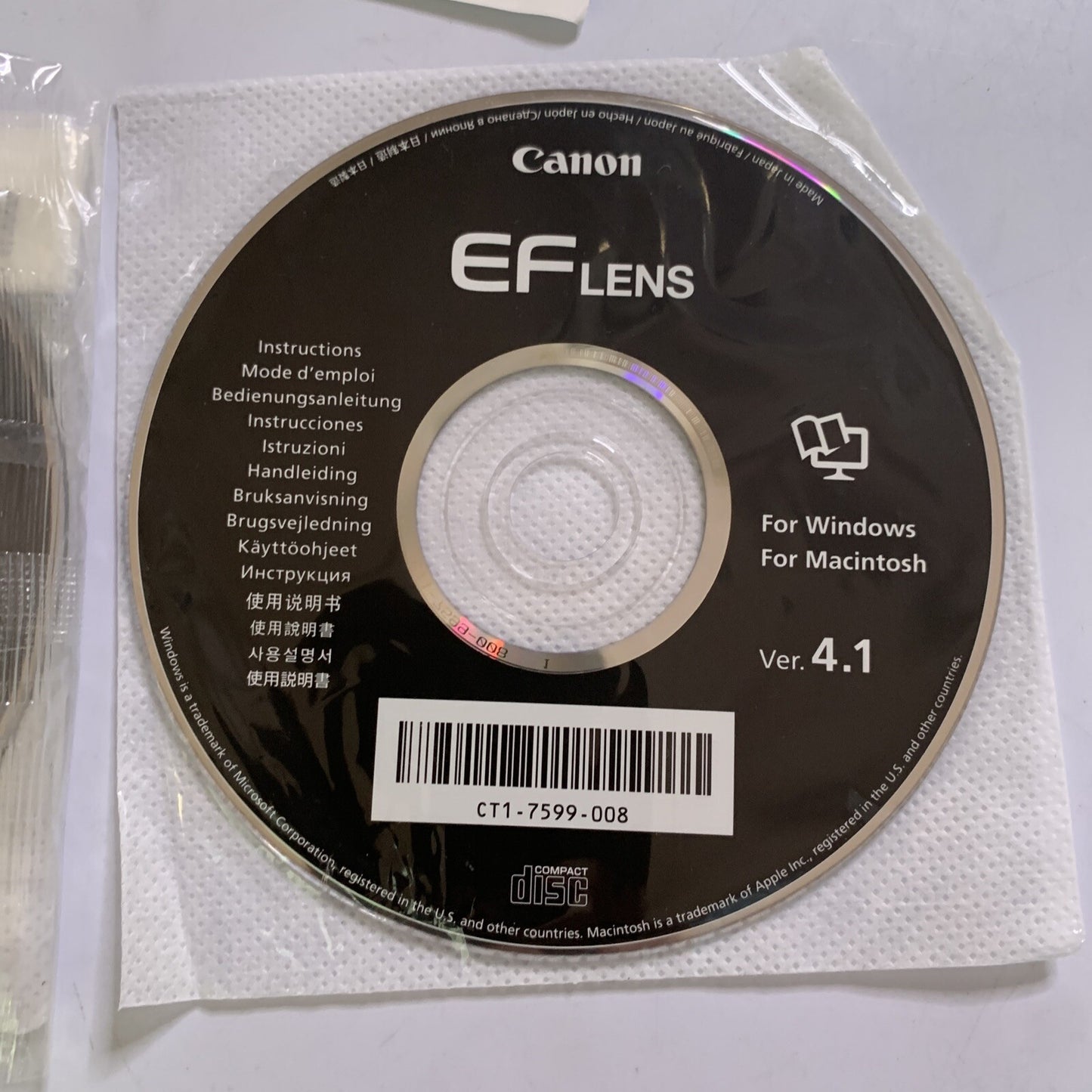 Canon EF Lens Manual 4 + 4.1 CT1-7599-007 Software for Windows and MAC