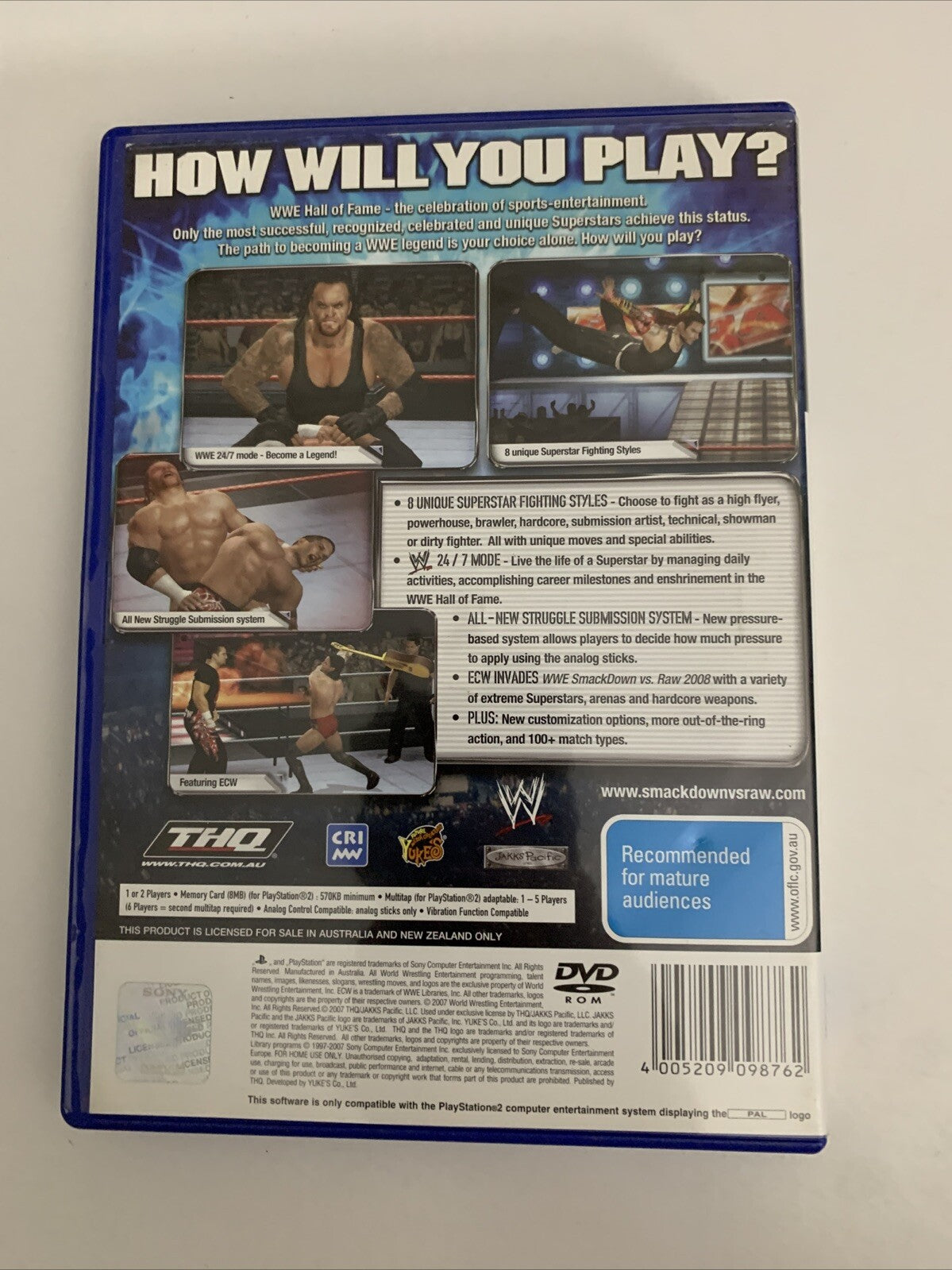 Smackdown Vs Raw 2008 Featuring ECW PS2 Sony PlayStation 2 PAL Game Complete