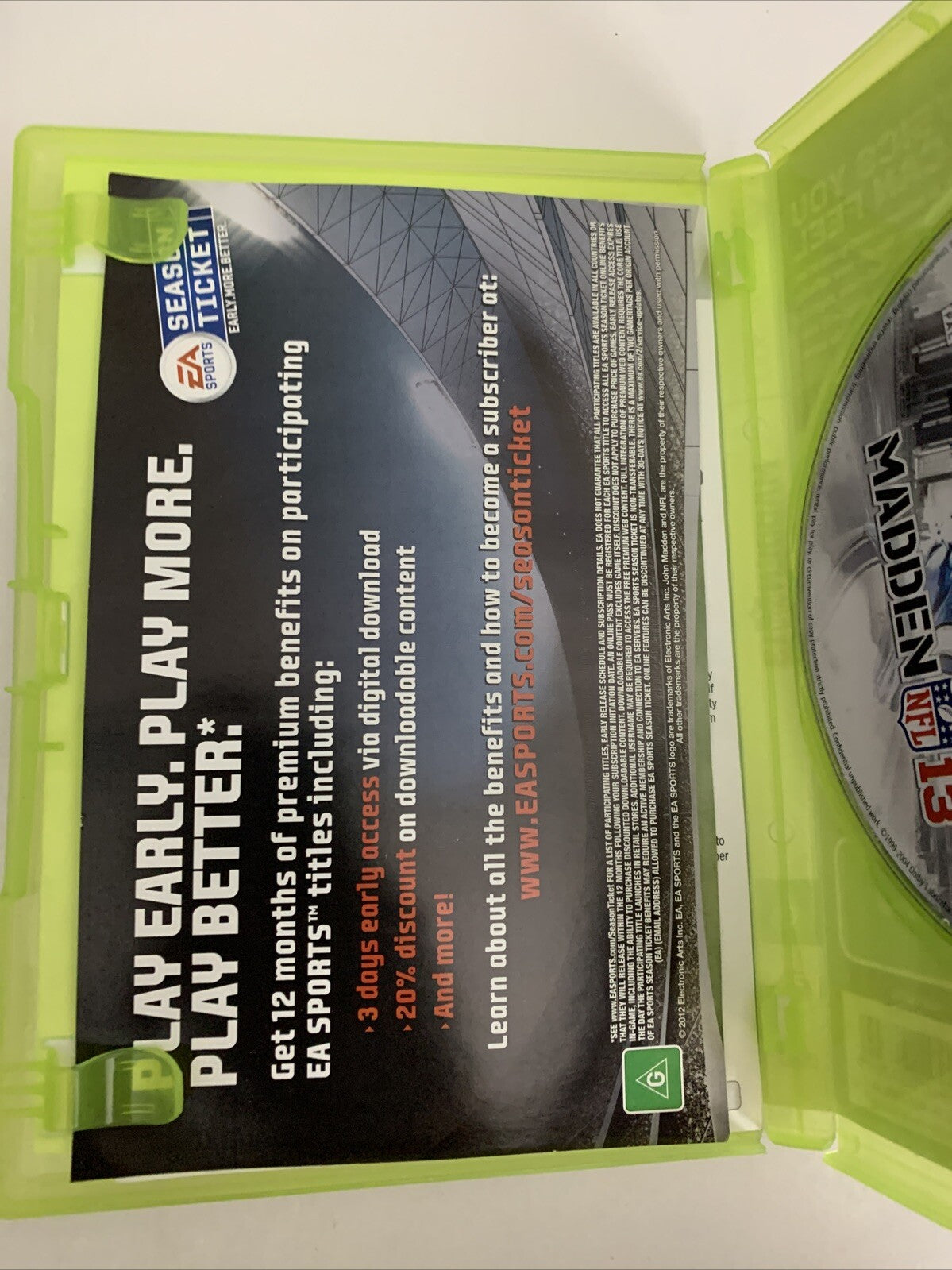 Madden NFL 13 Microsoft XBOX 360 PAL 2013 Game