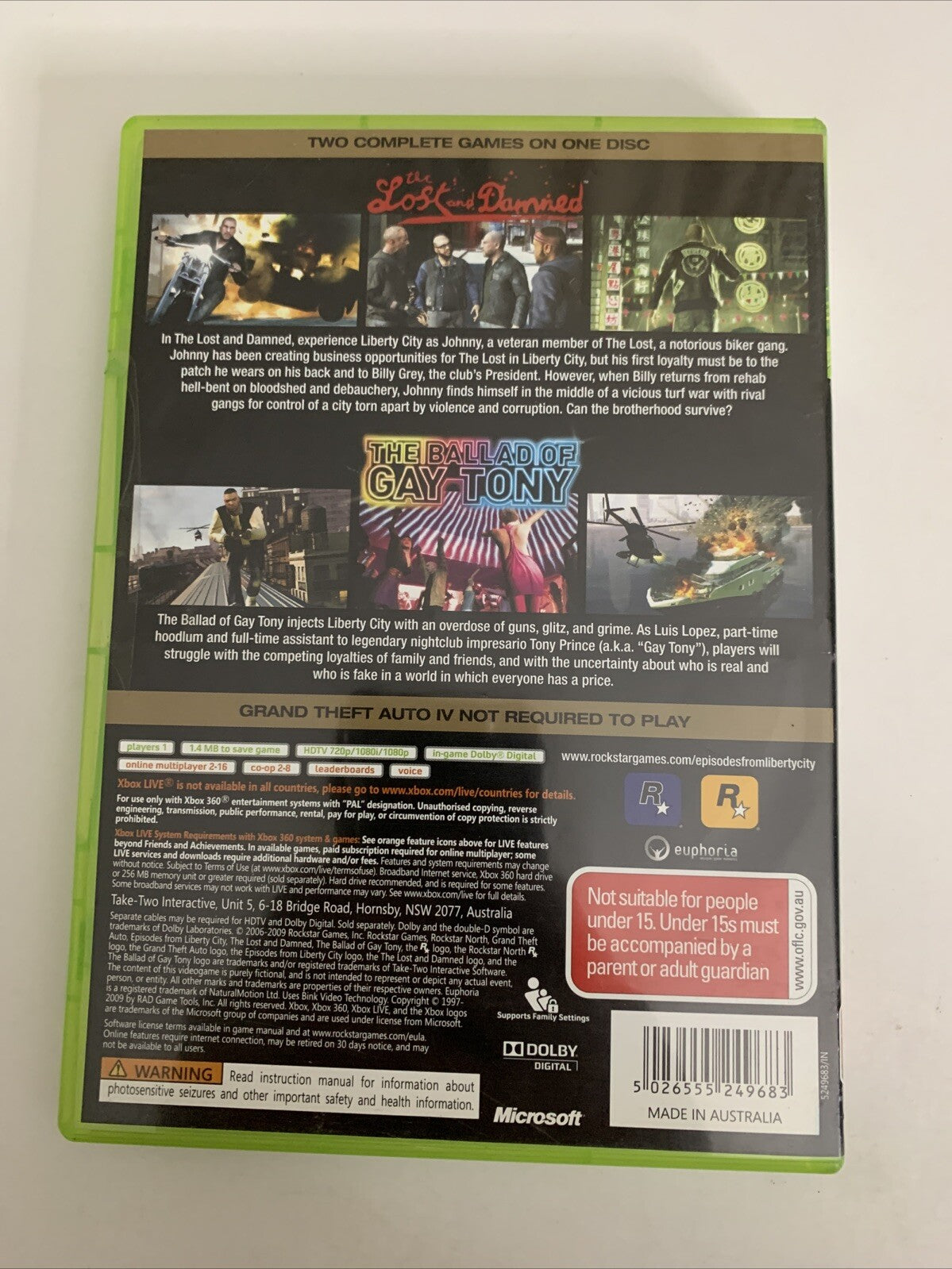 Grand Theft Auto: Episodes From Liberty City  Microsoft XBOX  360 PAL 2009 Game