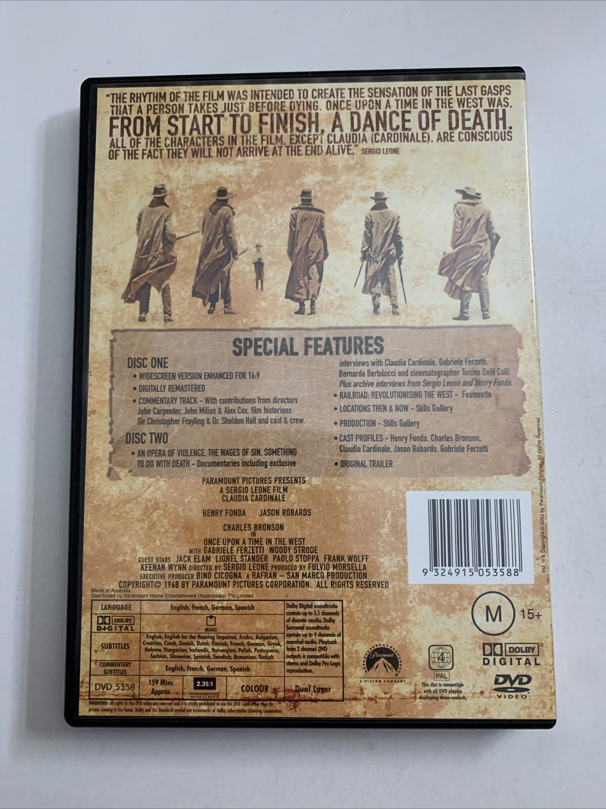 Once Upon A Time In The West (DVD, 1968) Henry Fonda, Charles Bronson Region 4