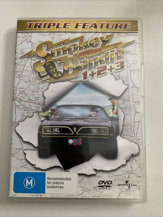 Smokey And The Bandit 1,2,3 Triple Pack (DVD, 1980) Burt Reynolds Region 4 &2