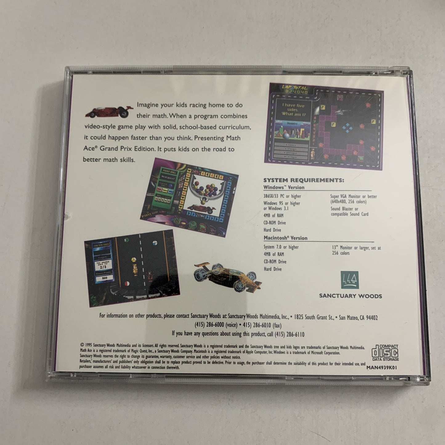 Math Ace Grand Prix Edition Mac CD-ROM Educational Software