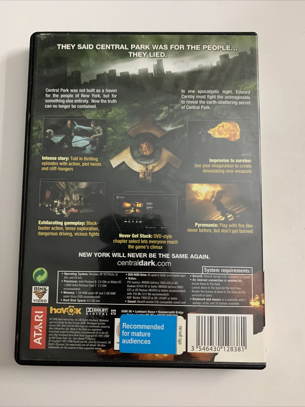 Alone In The Dark PC Windows DVD 2008 Game Complete