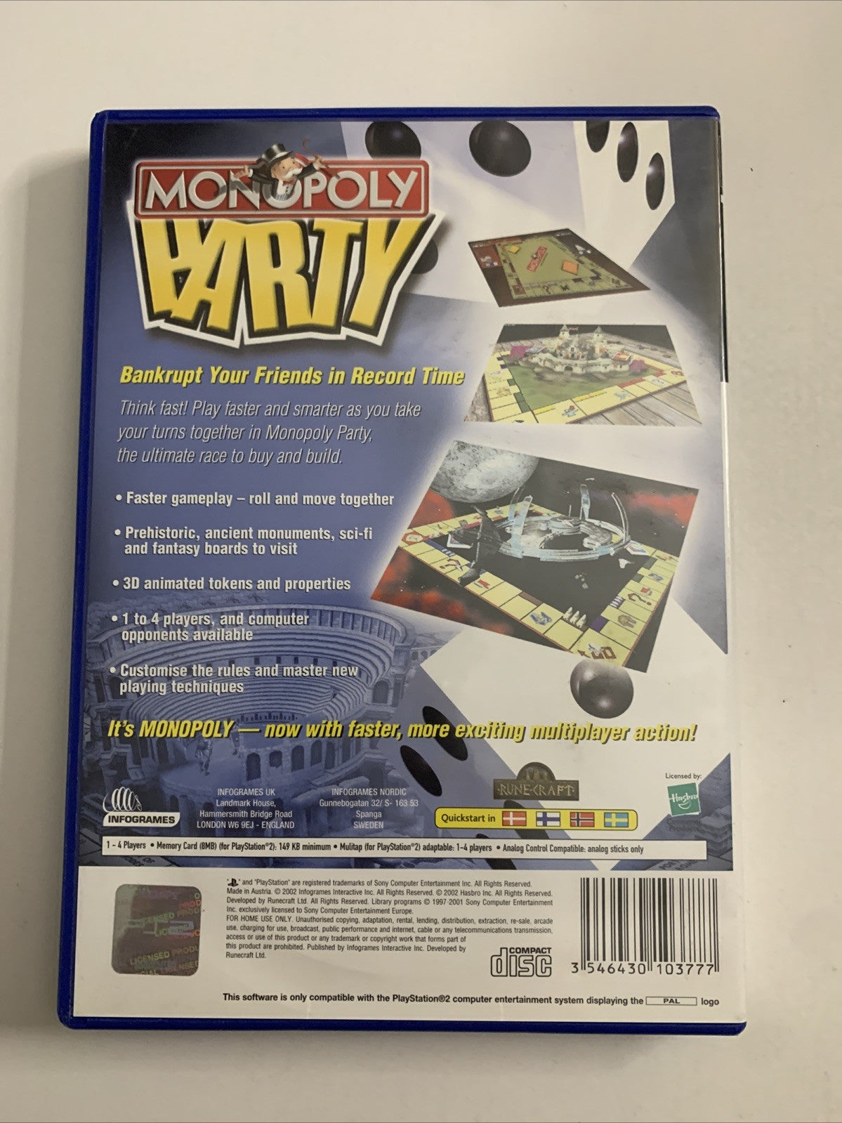 Monopoly Party PS2 Sony PlayStation 2 PAL 2002 Game Complete