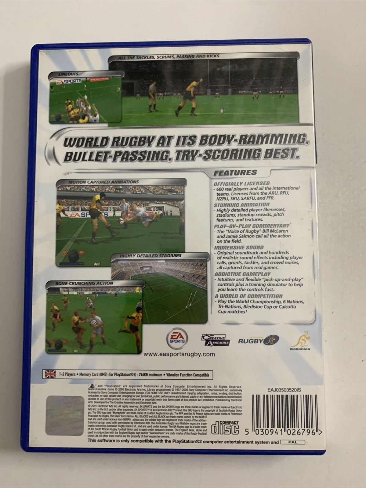 EA Sports Rugby PS2 Sony PlayStation 2 PAL 2001 Game Complete