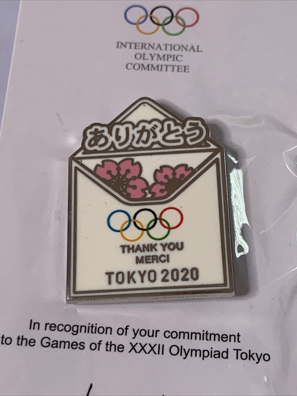 Genuine Official Tokyo 2020 Olympics Thank You Badge JAPAN