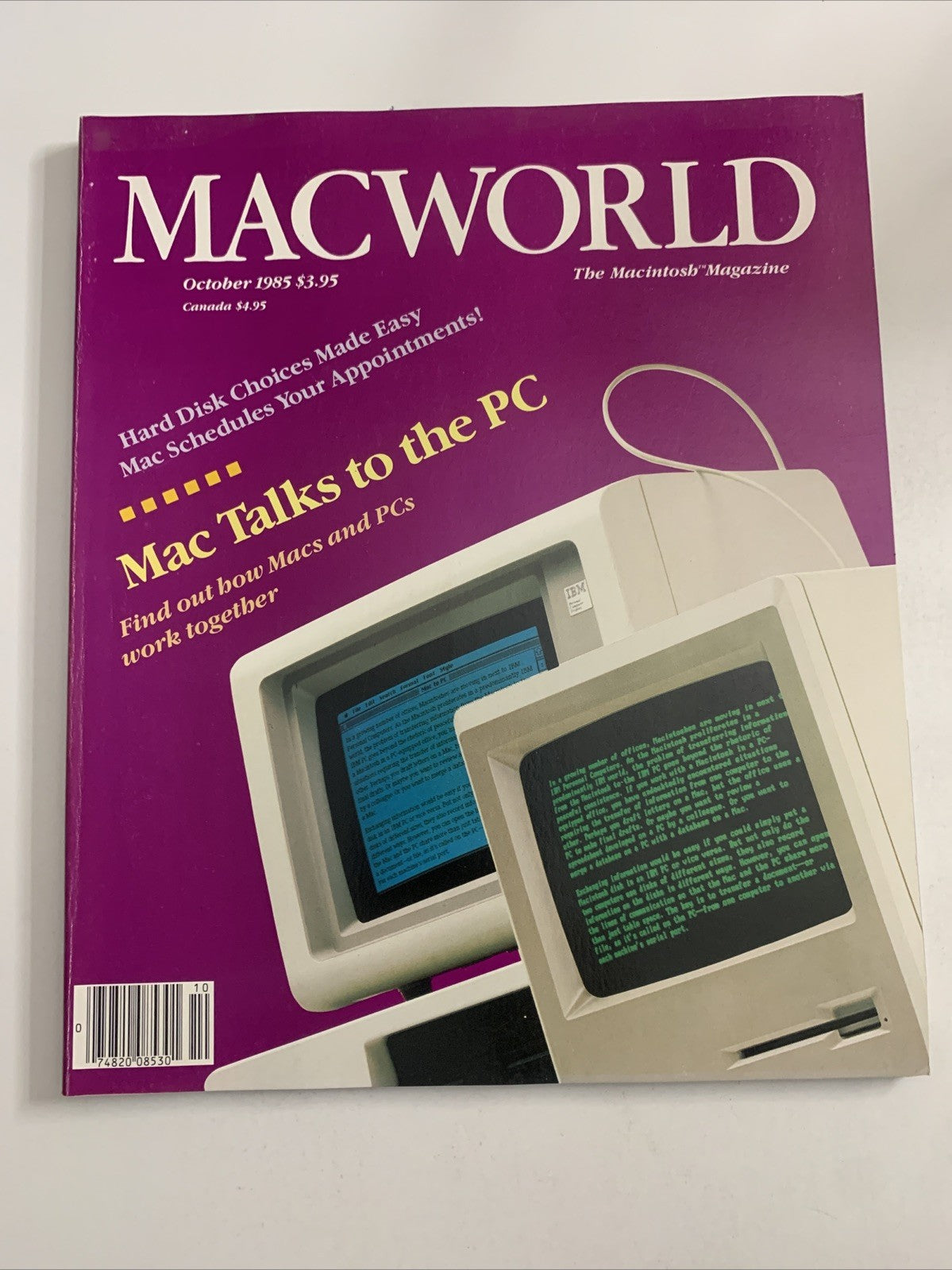 MacWorld October 1985 Mac Talks To The PC Apple Macintosh Magazine