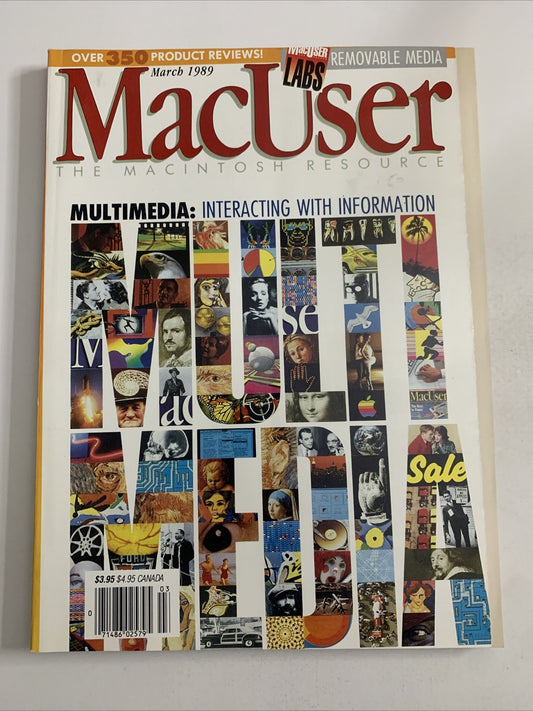 MacUser March 1989 Over 350 Product Reviews Multimedia Special Apple Magazine
