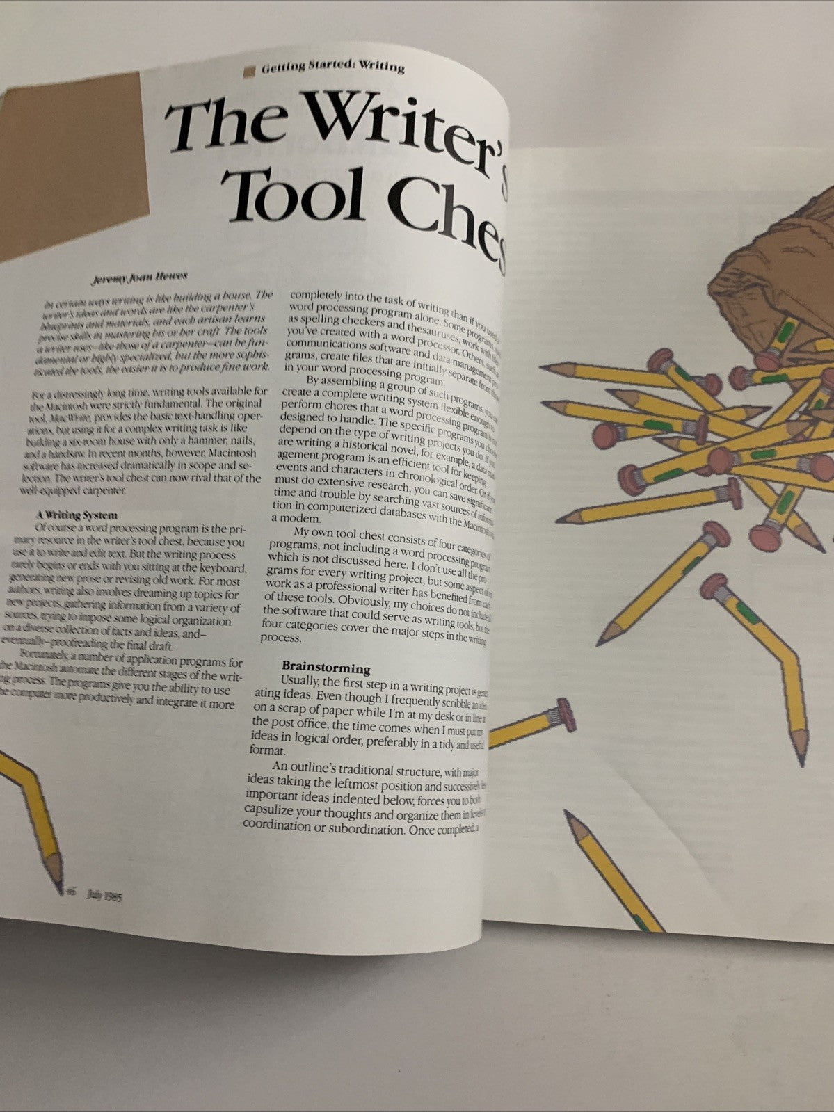 Macworld July 1985 Program For Writers, MacDraw, Business Apple Magazine