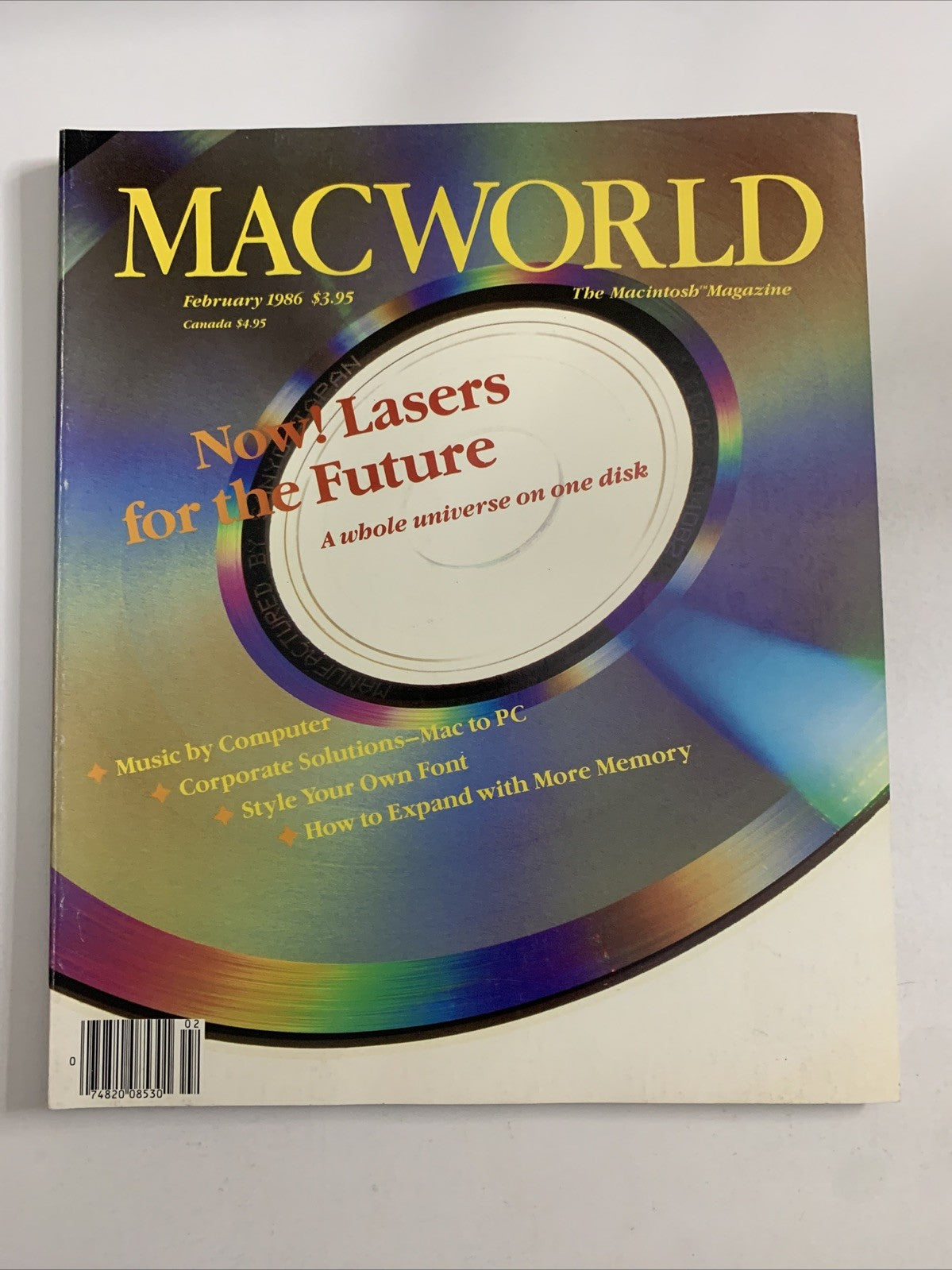 Macworld February 1986 Music By Computer, Compact Discs CD Apple Magazine