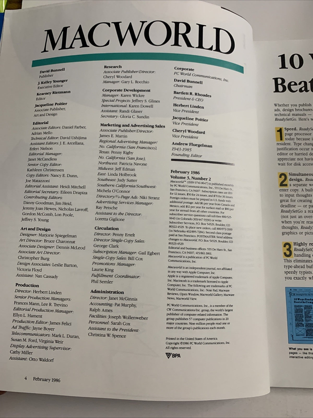 Macworld February 1986 Music By Computer, Compact Discs CD Apple Magazine