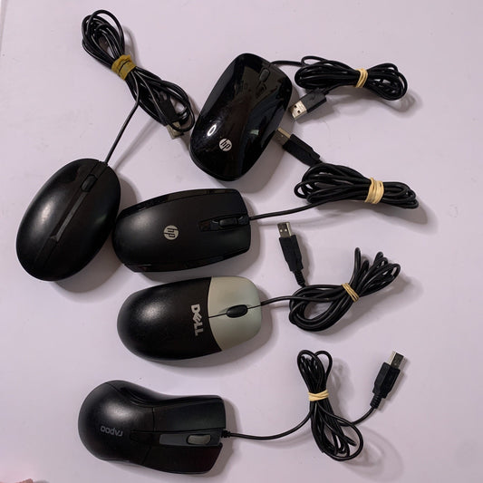Bulk Lot 5x USB Wired Mouse 3x HP 1x Dell 1x Rapoo Tested & Working
