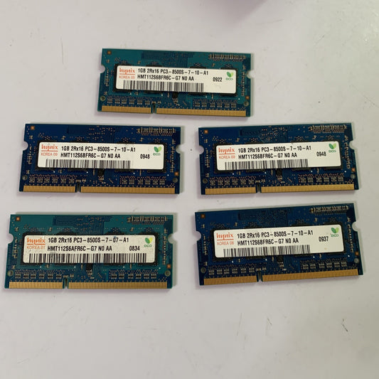 5x Hynix 1GB DDR3 RAM Sodimm Laptop 2Rx16 PC3-8500S-7-10-A1 Total 5GB