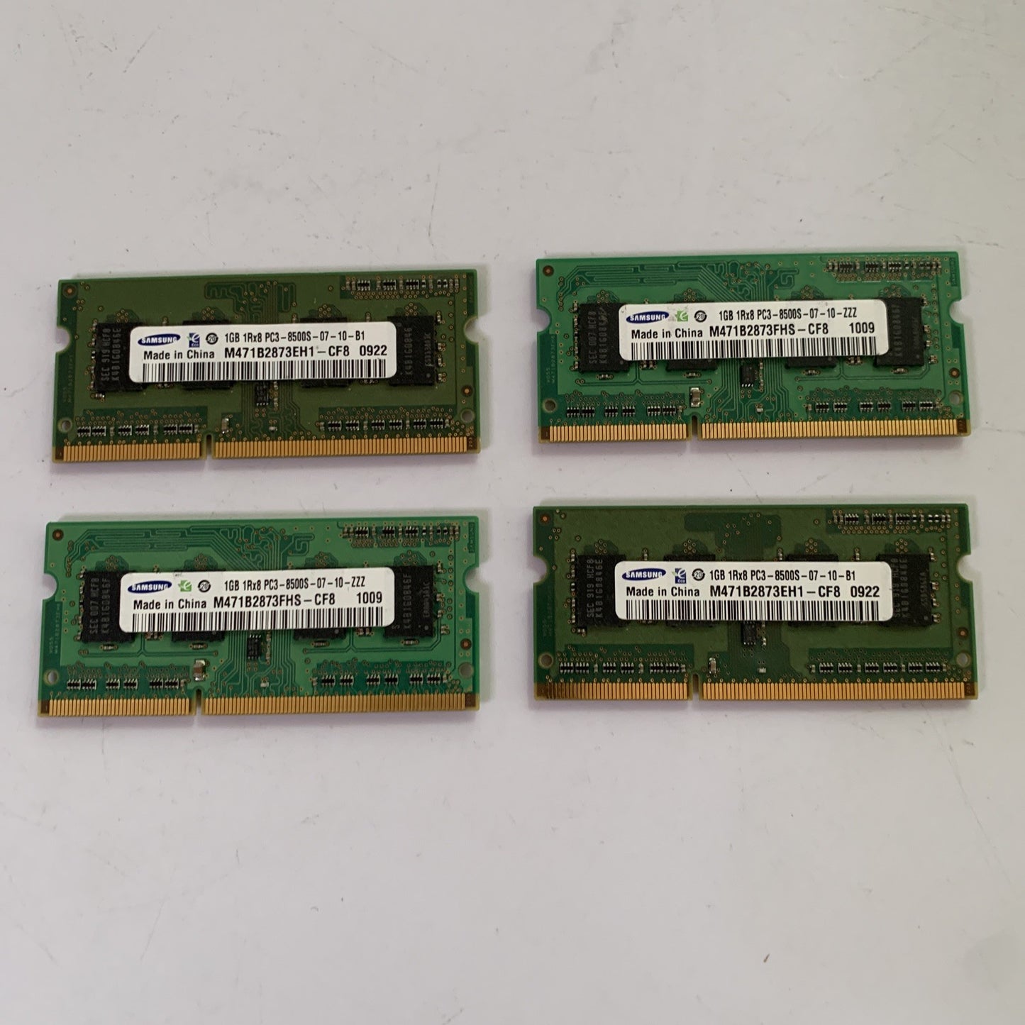 4x Samsung 1GB DDR3 RAM Sodimm Laptop 1Rx8 PC3-8500S-07-10-B1 Total 4GB