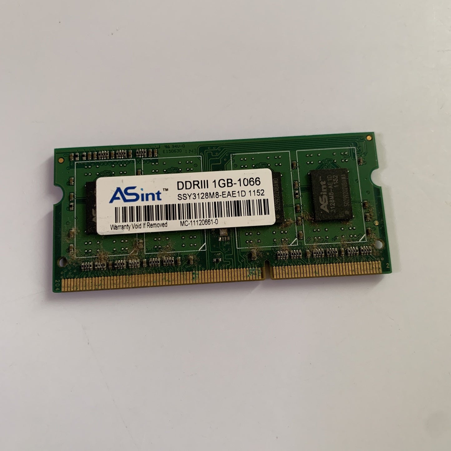 ASint 1GB DDR3 Sodimm Laptop RAM 1066 SSY3128MB-EAE1D 1152