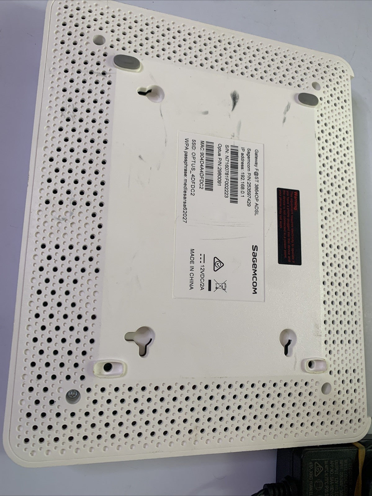 Optus Sagemcom Gateway Fast 3864OP WiFi VoIP Wireless Router