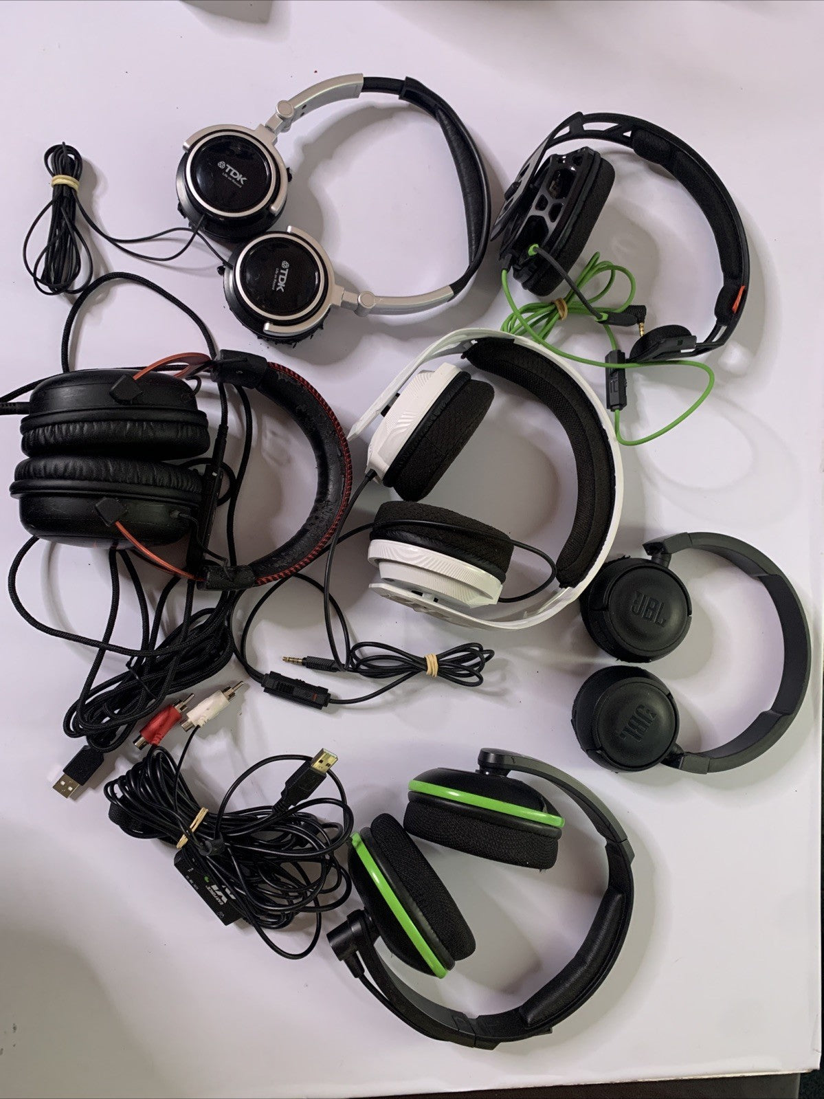 6x Bulk Lot Headphones Lot Wired TDK, RIG, HyperX, JBL, Turtle Beach