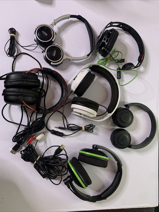 6x Bulk Lot Headphones Lot Wired TDK, RIG, HyperX, JBL, Turtle Beach