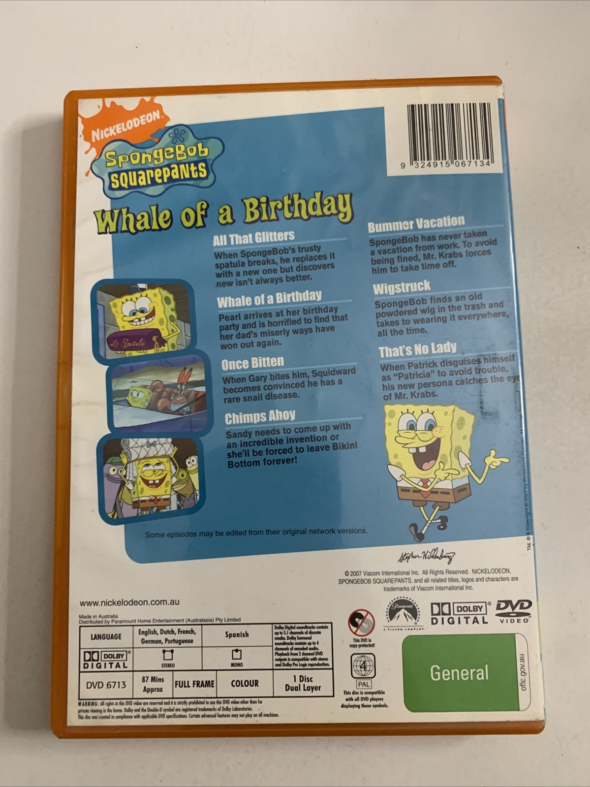 SpongeBob SquarePants : Whale Of A Birthday (DVD, 1999) Region 4