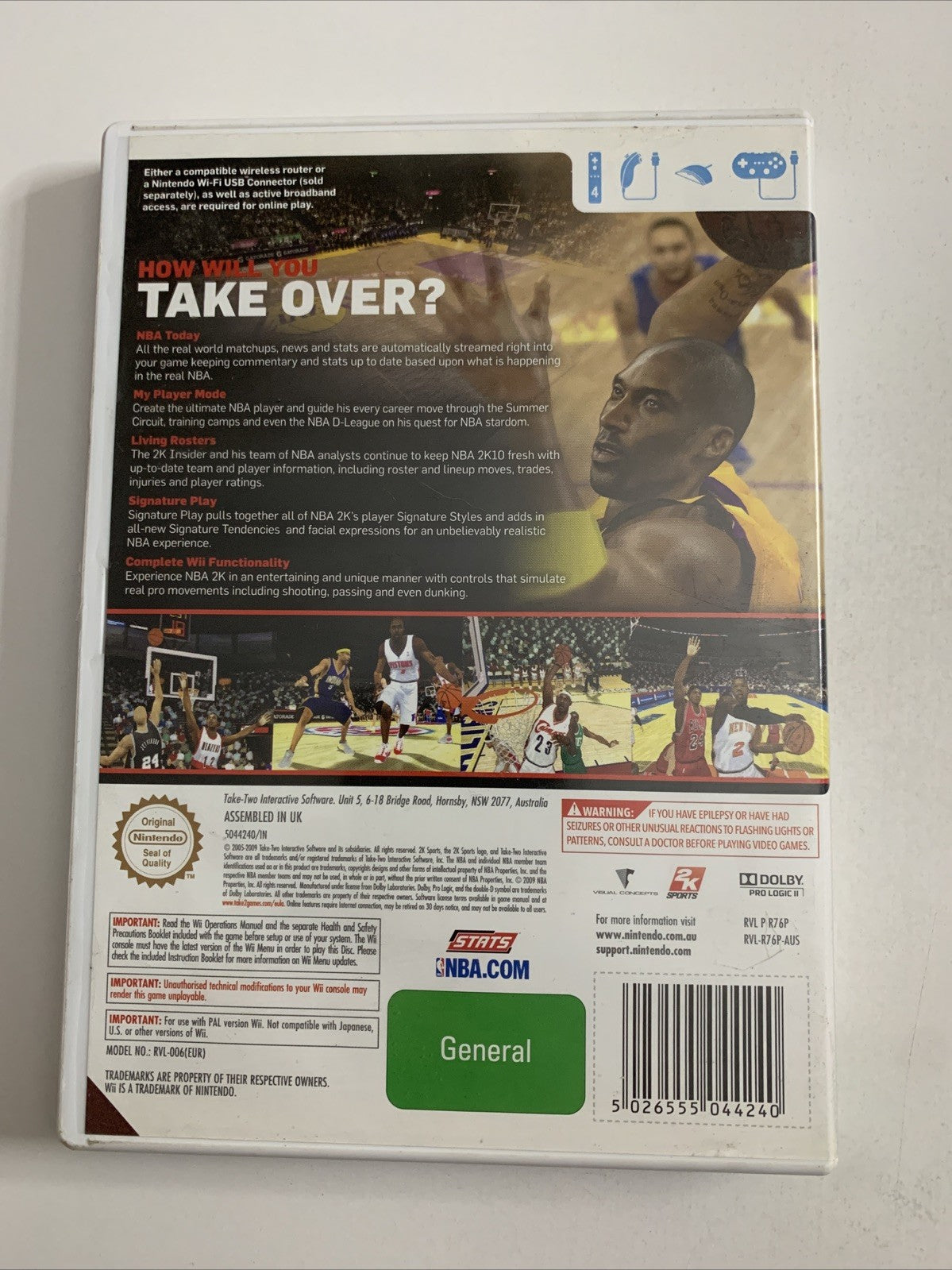 NBA 2K10 Nintendo Wii PAL Kobe Bryant Cover Game Complete