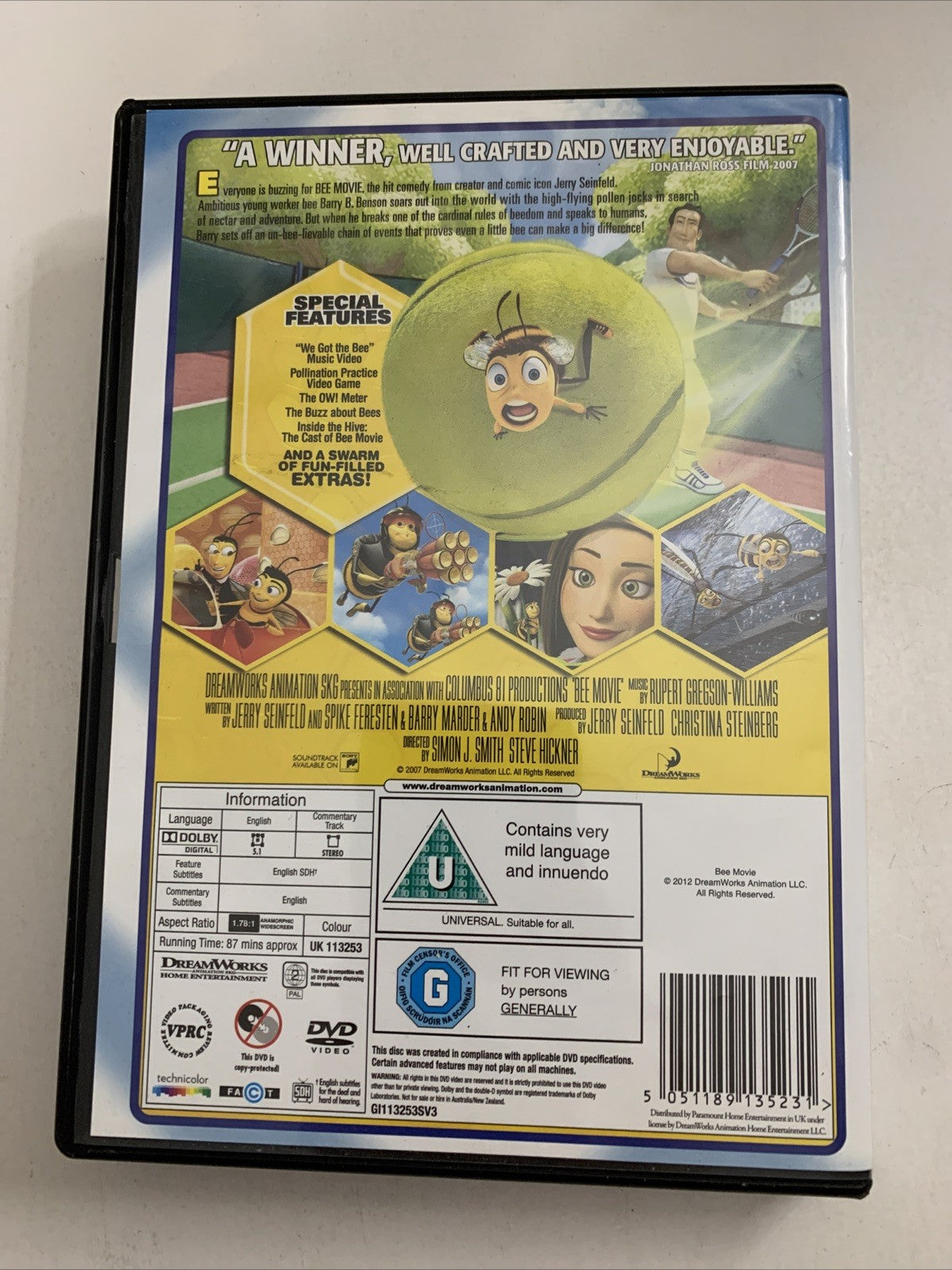 Bee Movie (DVD, 2007) DreamWorks Animation  Region 2