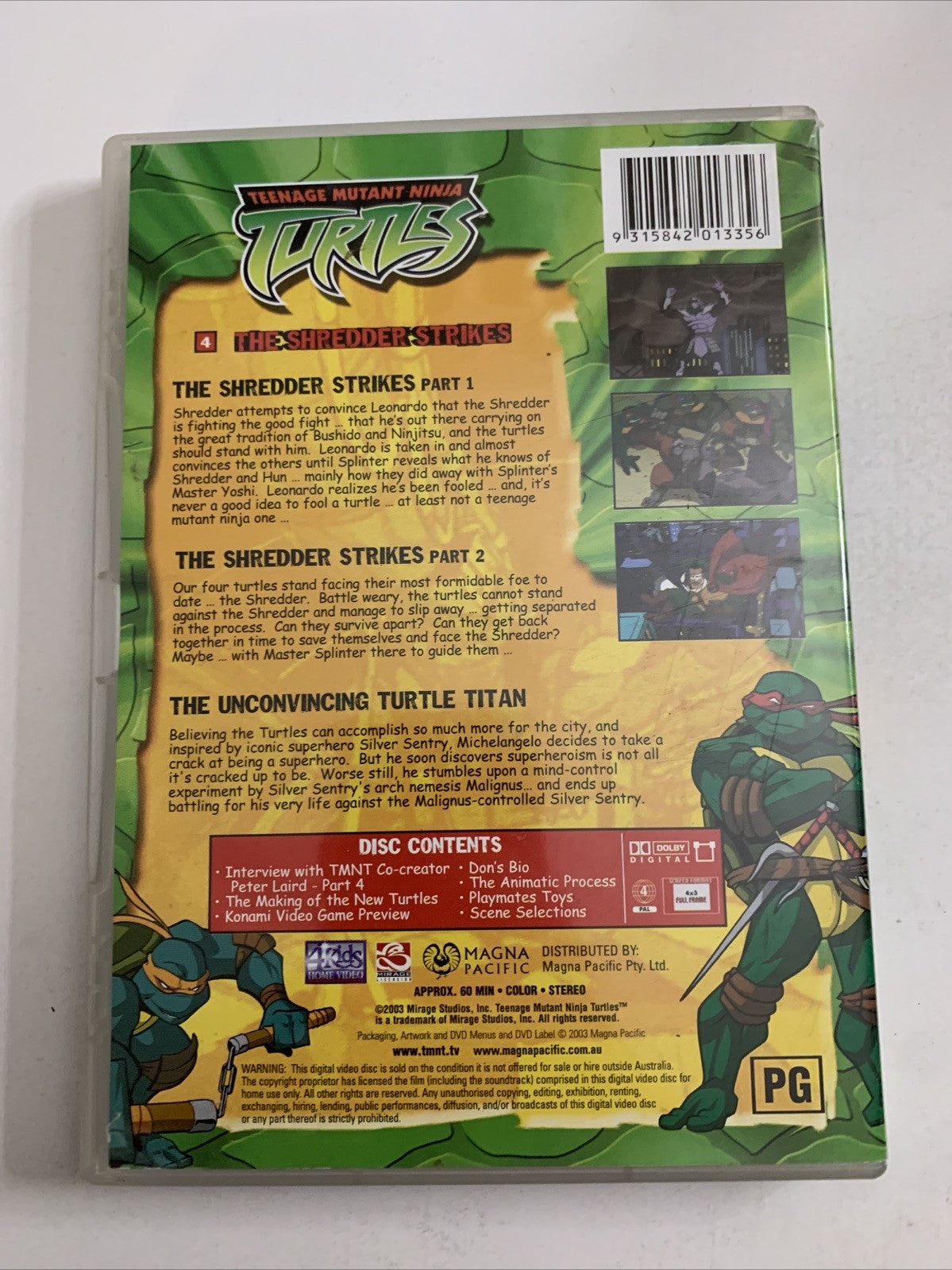 Teenage Mutant Ninja Turtles: The Shredder Strikes (DVD, 2003) Region 4