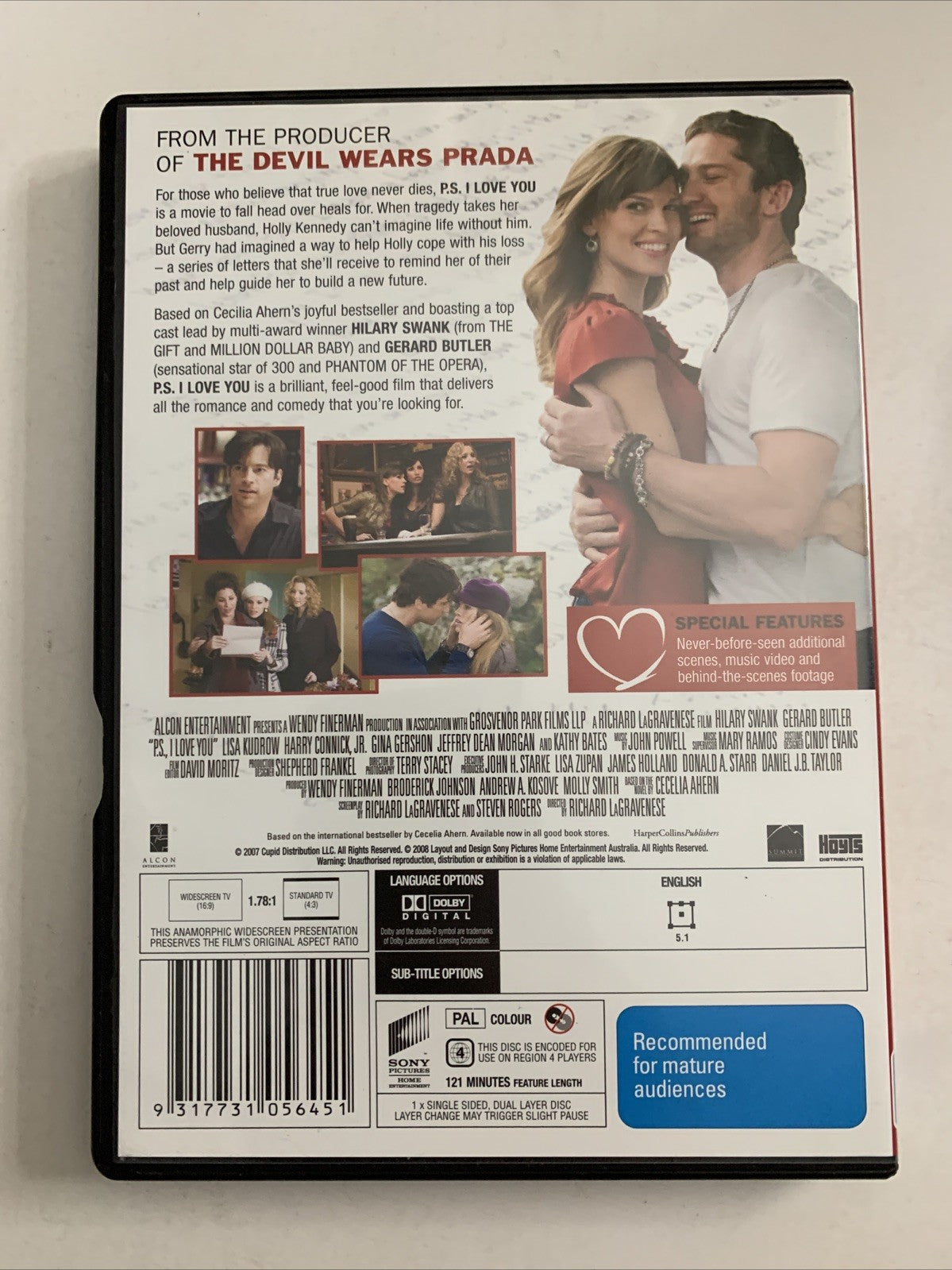 P.S I Love You (DVD, 2007) Lisa Kudrow, Gerard Butler, Hilary Swank Region 4