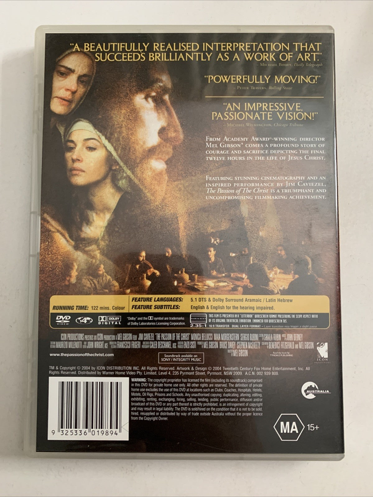 The Passion Of The Christ (DVD, 2004) James Caviezel  Region 4