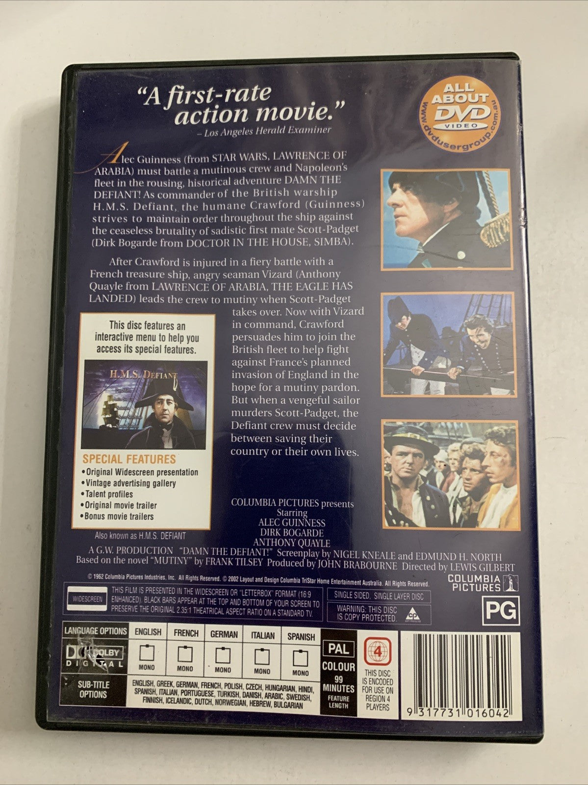 Damn The Defiant (DVD, 1962) Alec Guinness, Dirk Bogarde, Anthony Quayle Region4