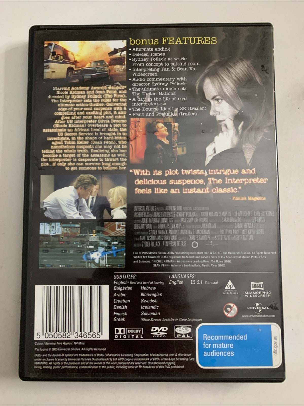 The Interpreter (DVD, 2005) Nicole Kidman, Sean Penn, Catherine Keener  Region 4