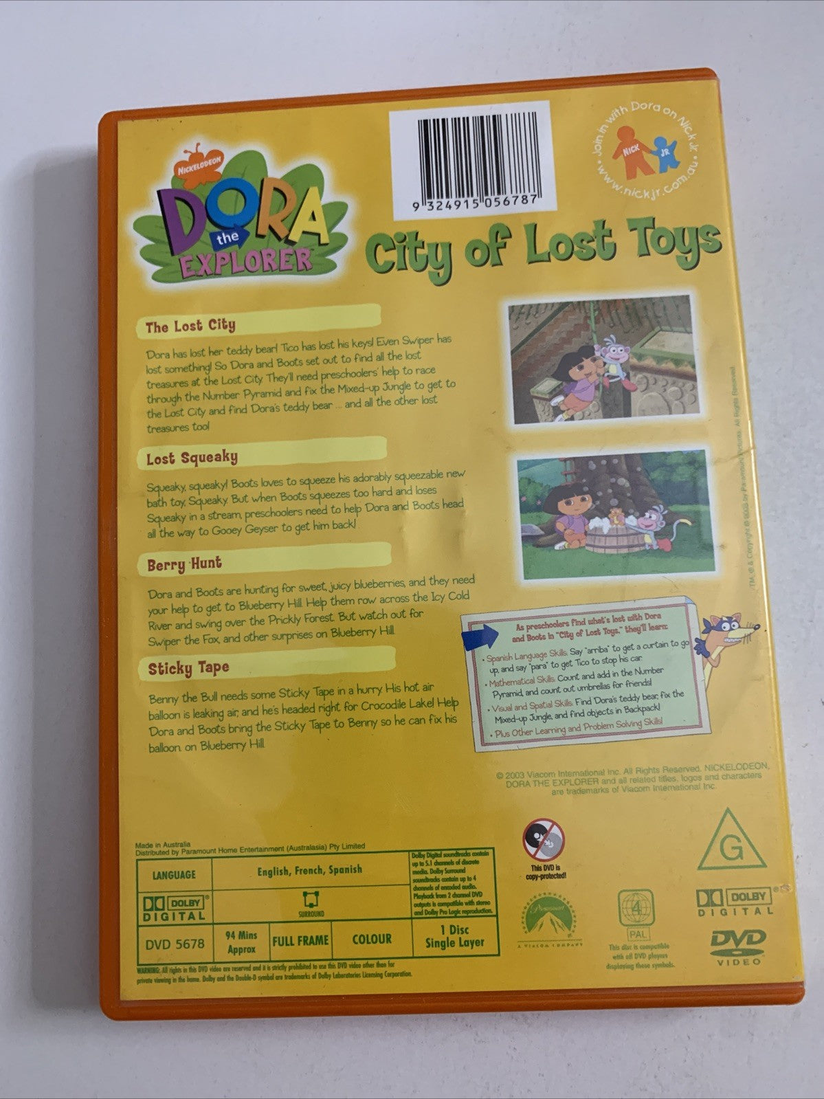 Dora The Explorer : City Of Lost Toys (DVD, 2000) Nickelodeon Animation Region 4