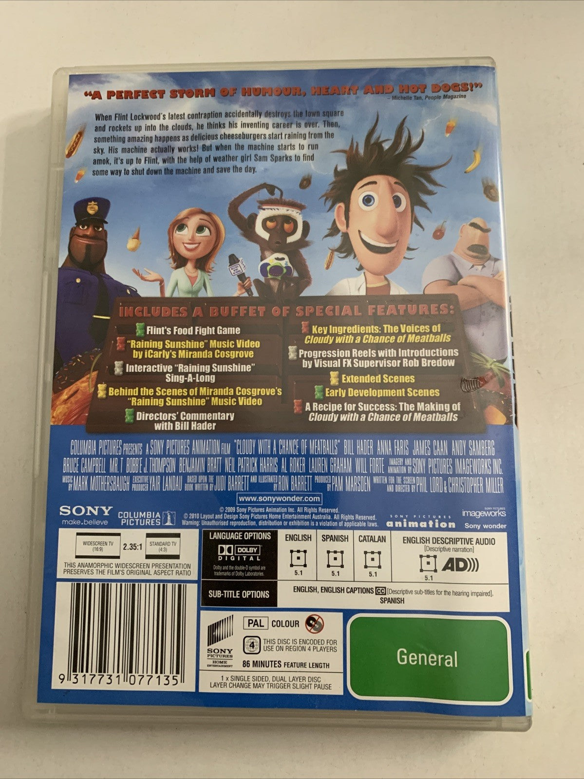 Cloudy With A Chance Of Meatballs (DVD, 2009)  Animation Region 4