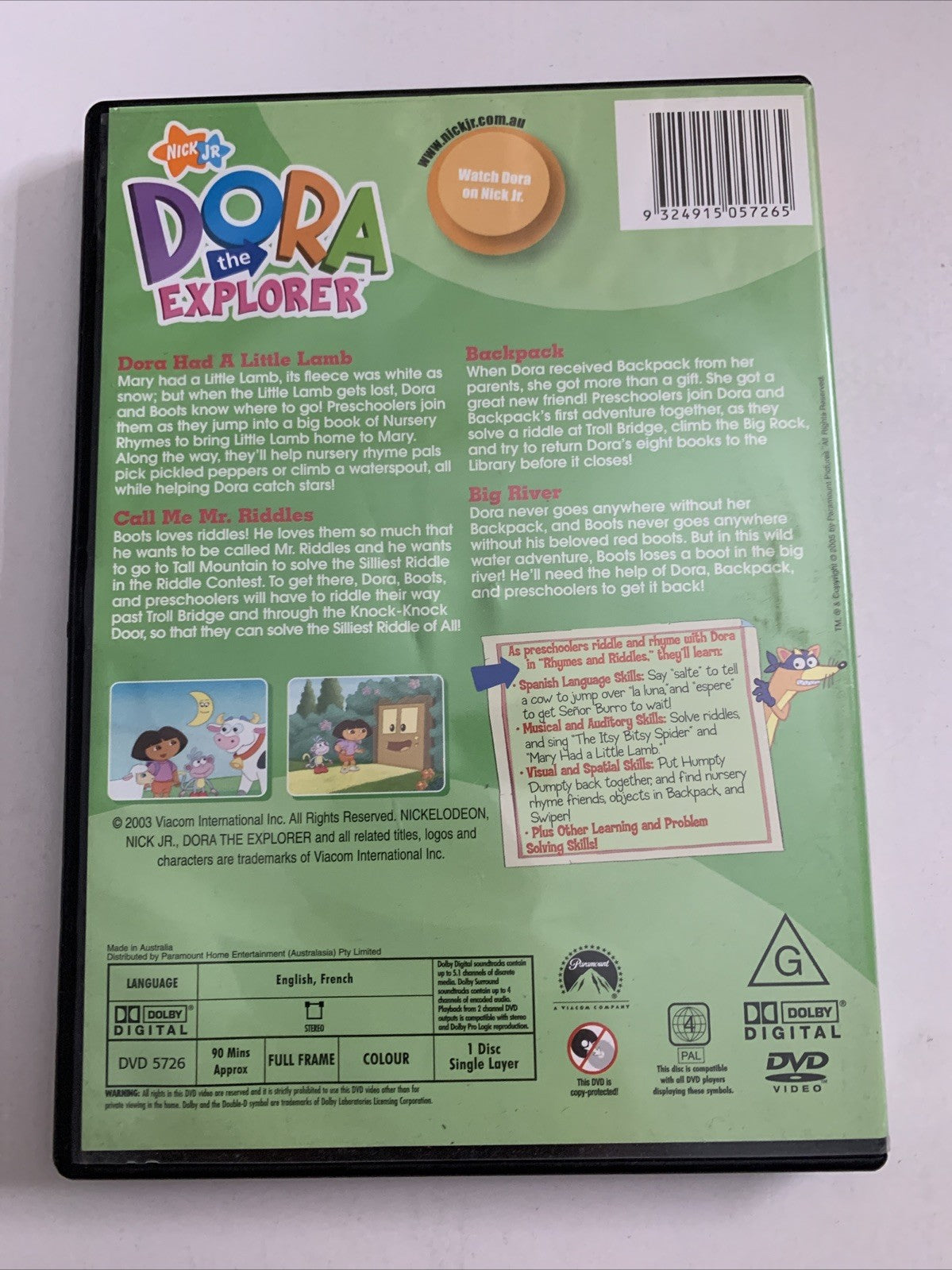Dora The Explorer Rhymes & Riddles (DVD, 2000) Nickelodeon Region 4