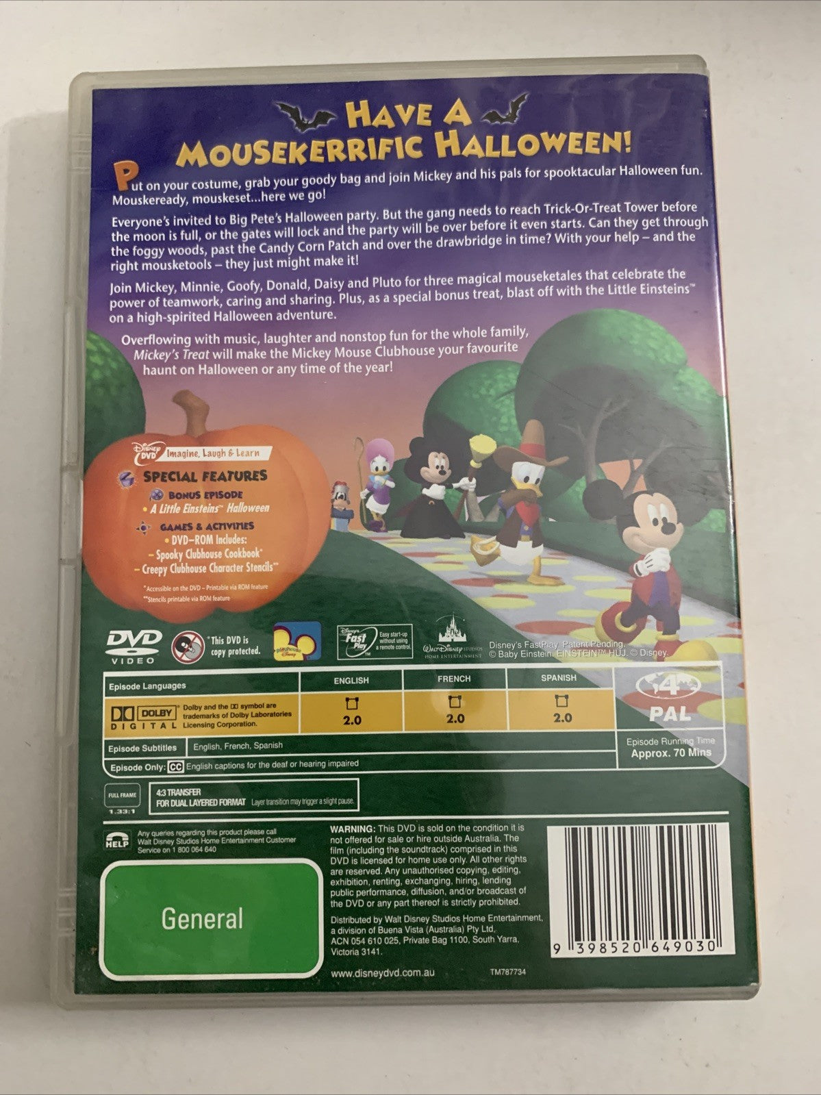 Mickey Mouse Clubhouse : Mickey's Treat (DVD, 2006) Disney Animation Region 4