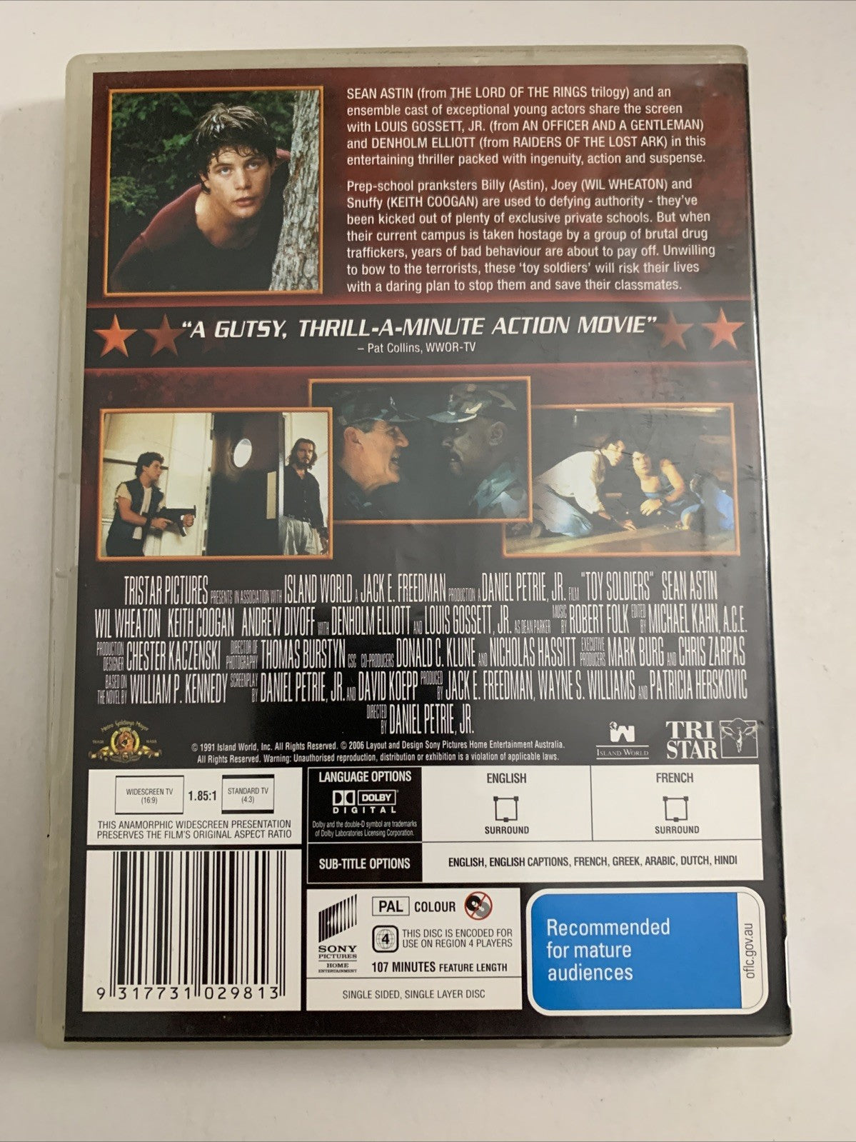 Toy Soldiers (DVD, 1991) Sean Astin, Louis Gossett Jr., Wil Wheaton  Region 4