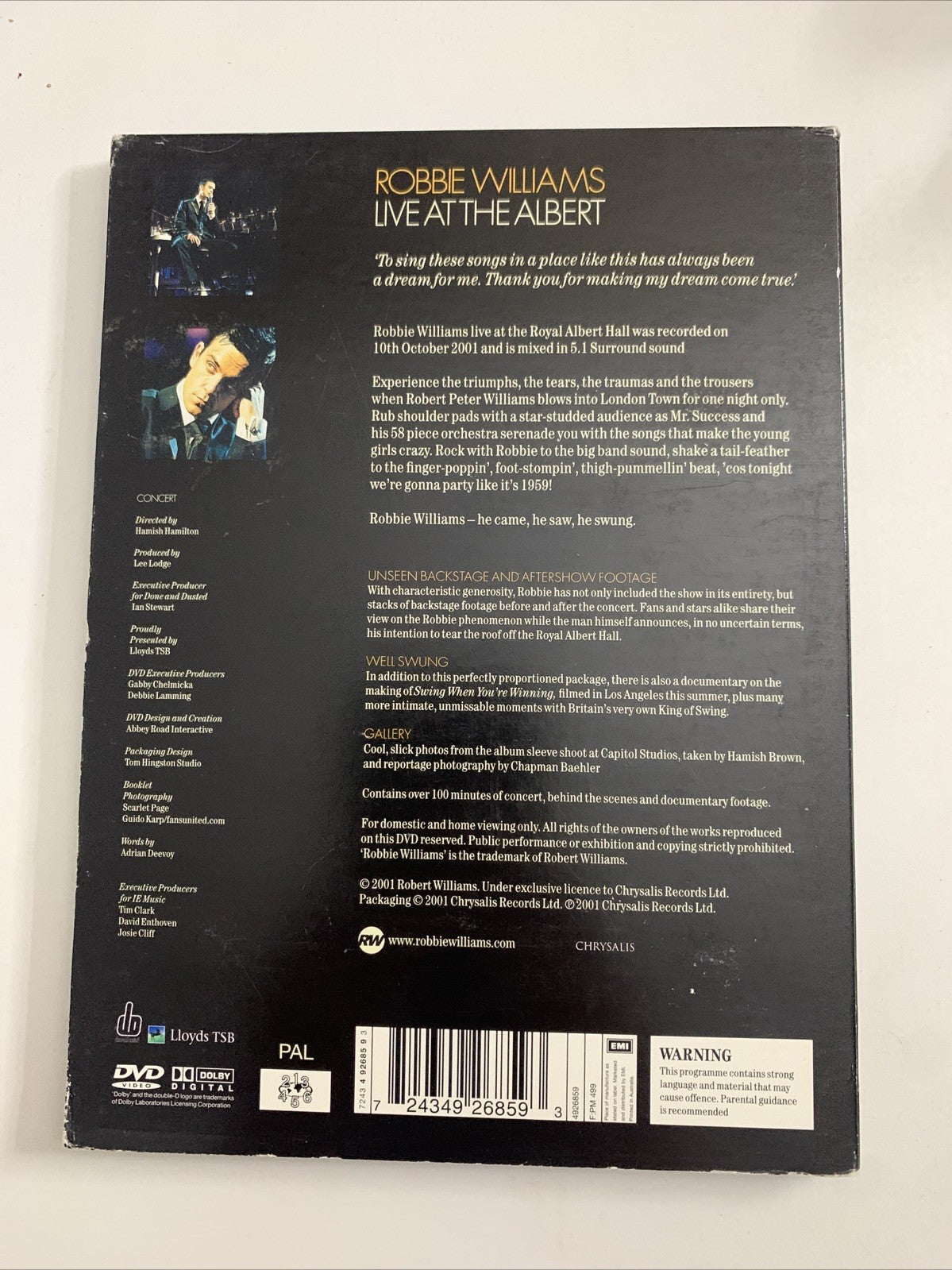 Robbie Williams : Live At The Albert (DVD, 2001) All Regions