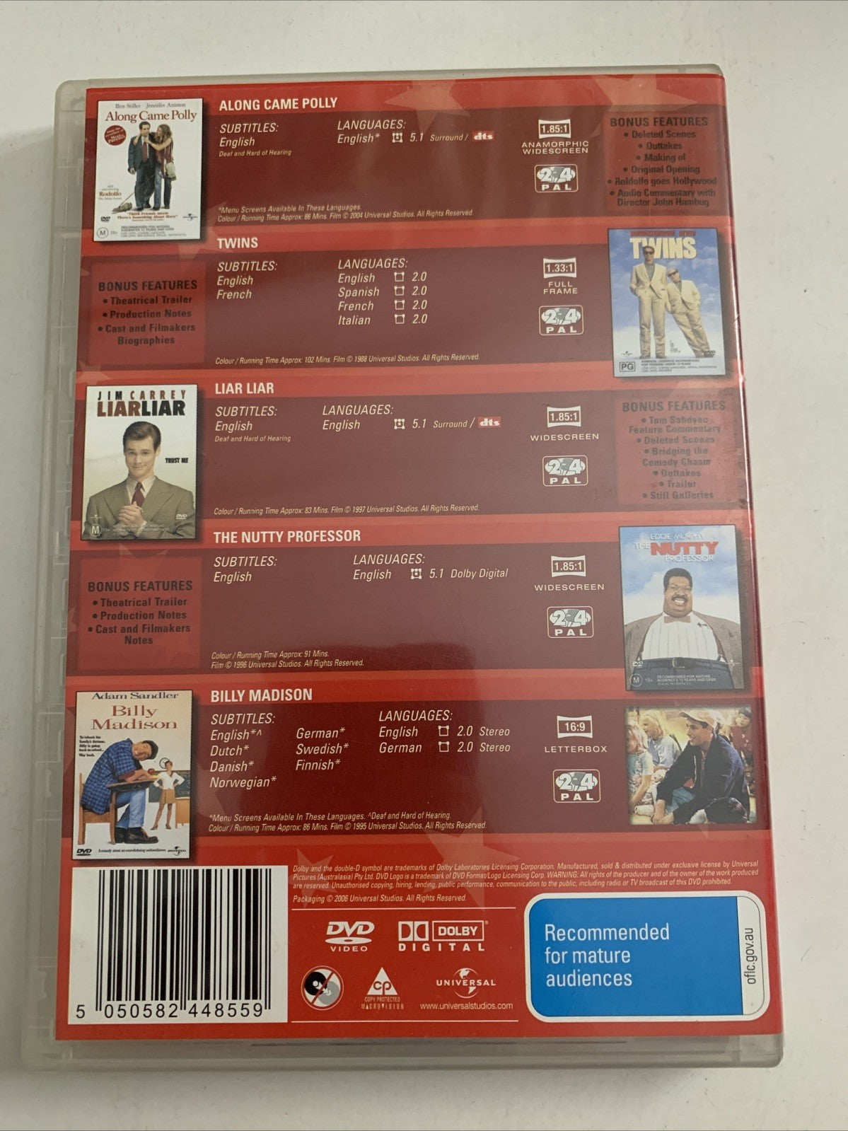 Along Came Polly / Twins / Liar Liar / Nutty Professor / Billy Madison (DVD)